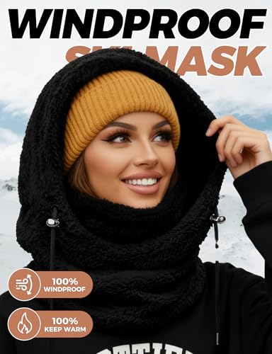 Balaclava for men and women, winter hat, neck windproof, wool ski mask, warm mask, scarf