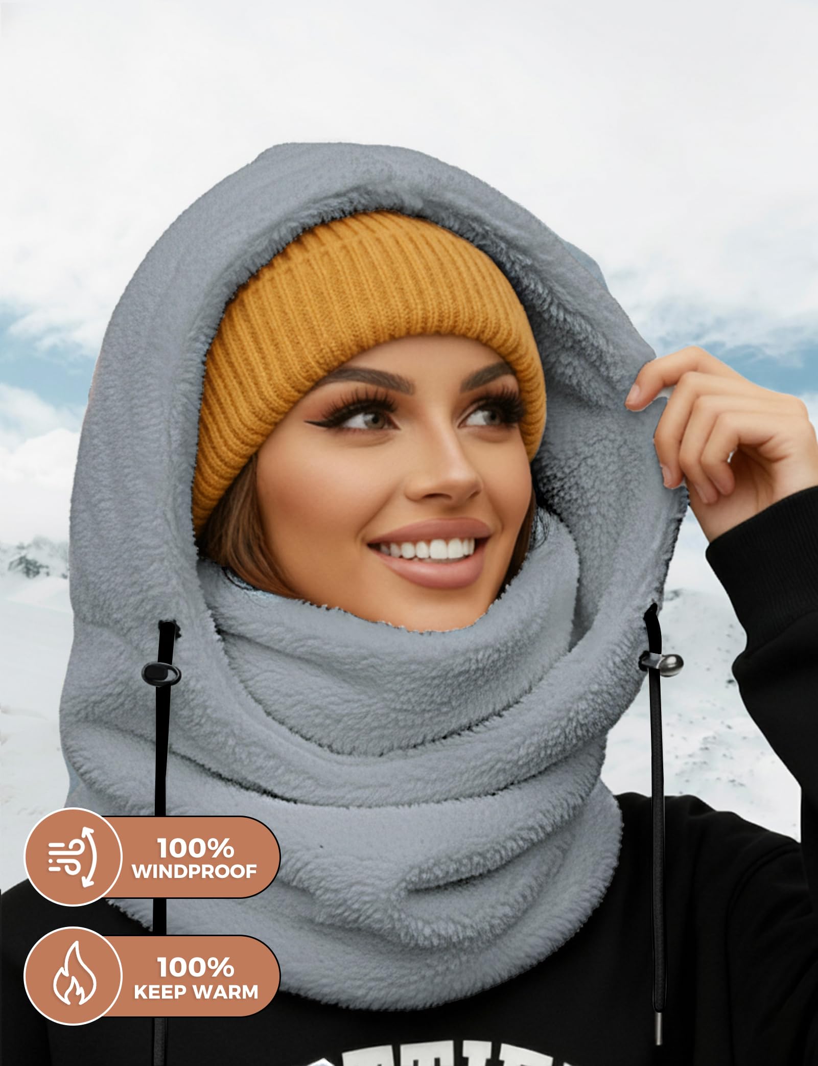 Balaclava for men and women, winter hat, neck windproof, wool ski mask, warm mask, scarf