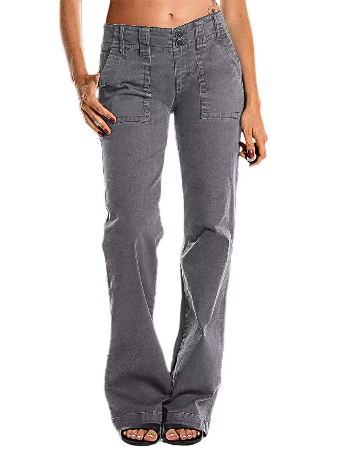 Women's Wide Leg Cargo Pants Mid Waist Straight Leg Business Casual Work Dress Pants