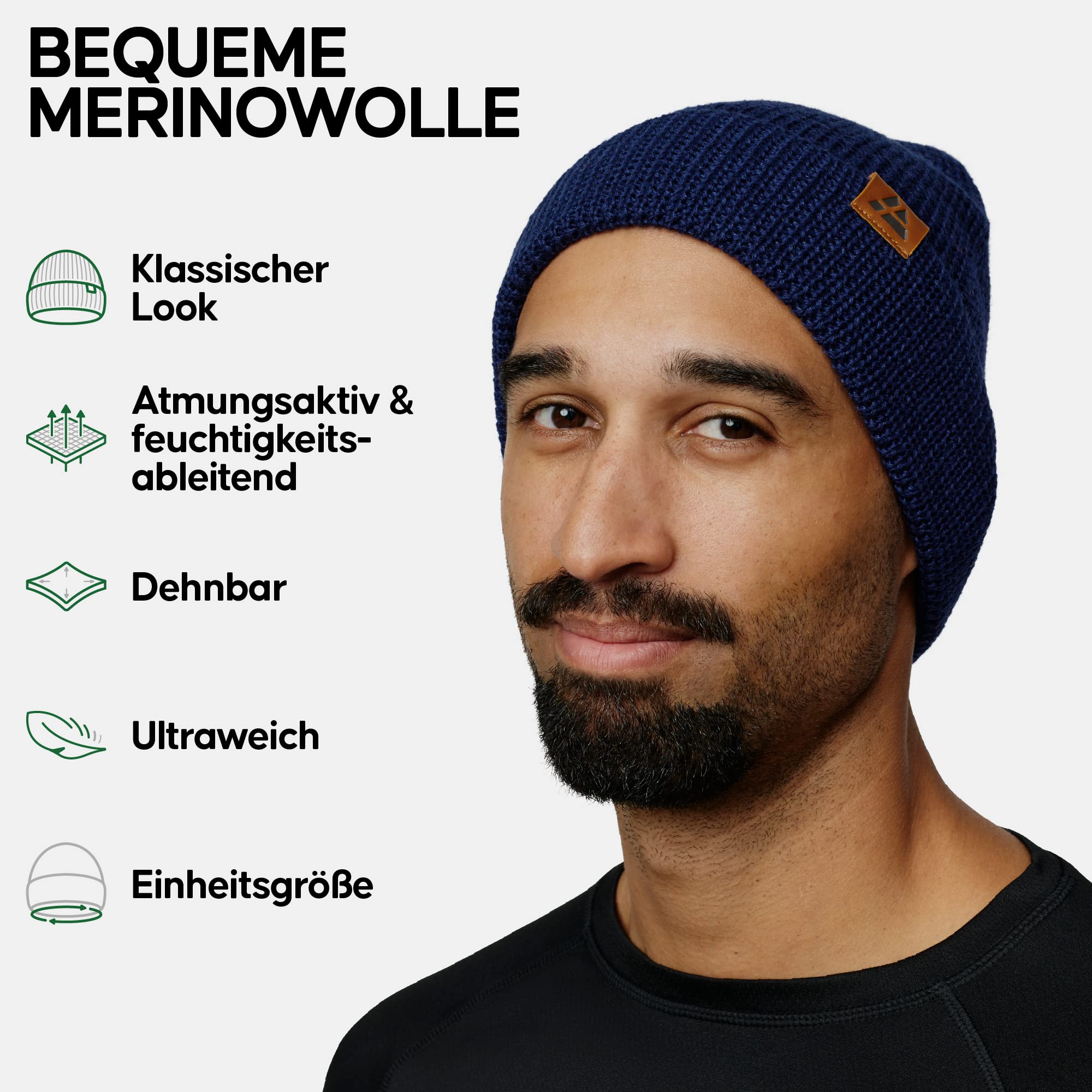 Merino wool beanie, suitable for both men and women, warm knitted winter hat