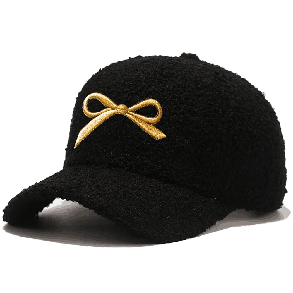 Lady's winter baseball cap made of lamb wool in solid color for warmth. Perfect for outdoor travel