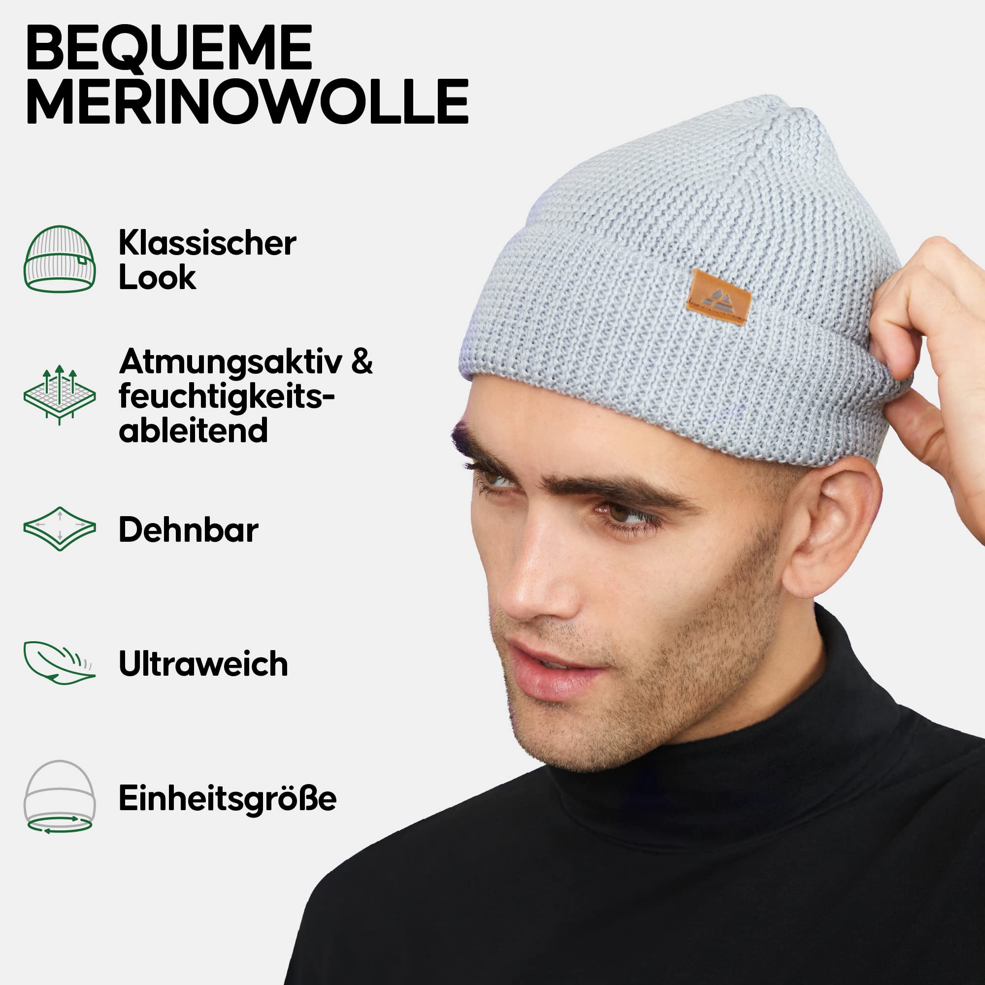 Merino wool beanie, suitable for both men and women, warm knitted winter hat