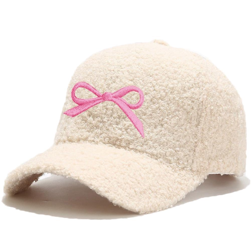 Lady's winter baseball cap made of lamb wool in solid color for warmth. Perfect for outdoor travel