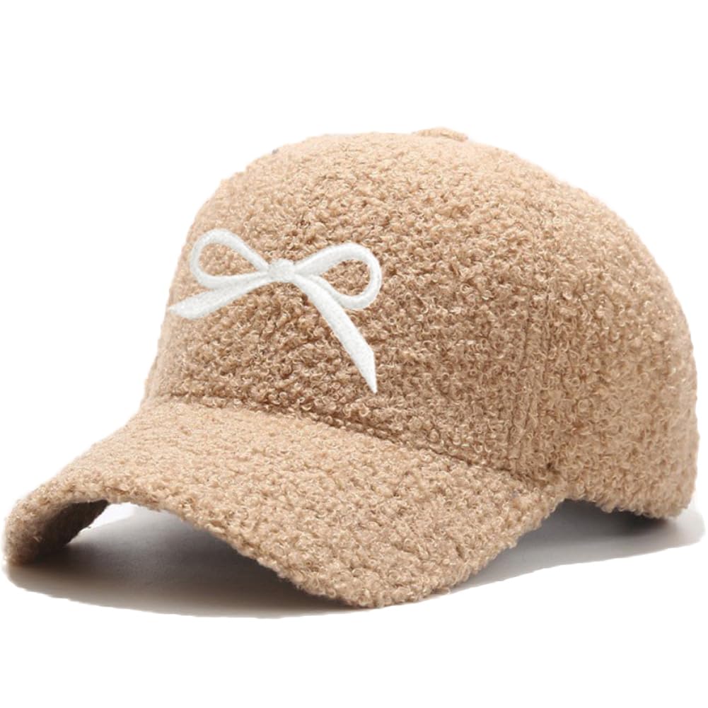 Lady's winter baseball cap made of lamb wool in solid color for warmth. Perfect for outdoor travel