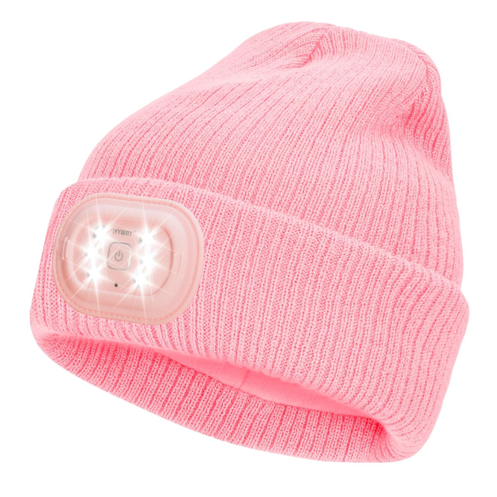 Unisex LED Beanie with Light, USB Rechargeable Headlamp Winter Knitted Hat, Christmas Gift for Men W