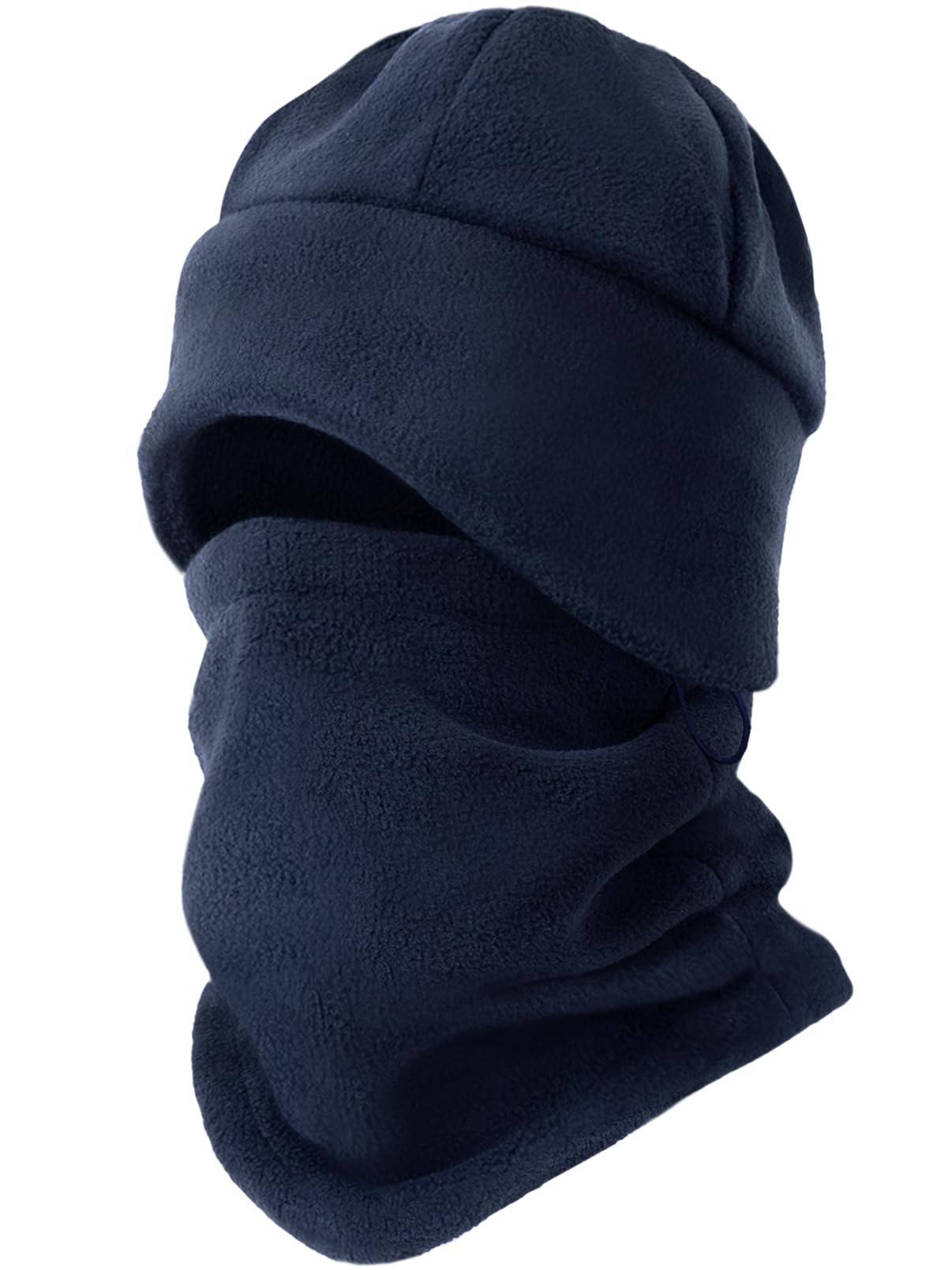 Winter beanie scarf set with ear covers. Men's and women's knitted wool lined skull cap for wind protection and neck warmth. Wraparound leg