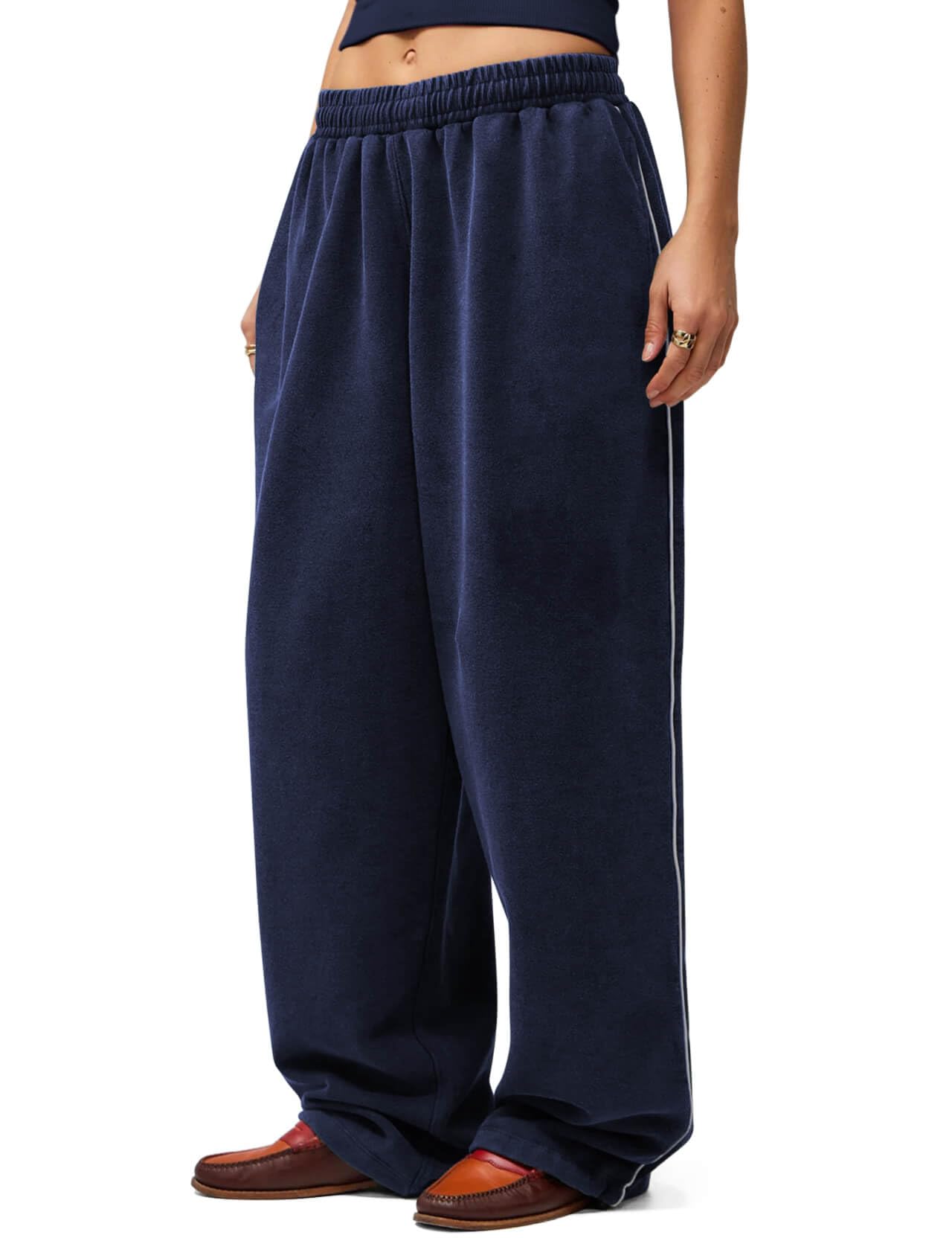 Women's Wide Leg Sweatpants Y2k Interior Drawstring Baggy Joggers Dancer Pants Streetwear with Pockets