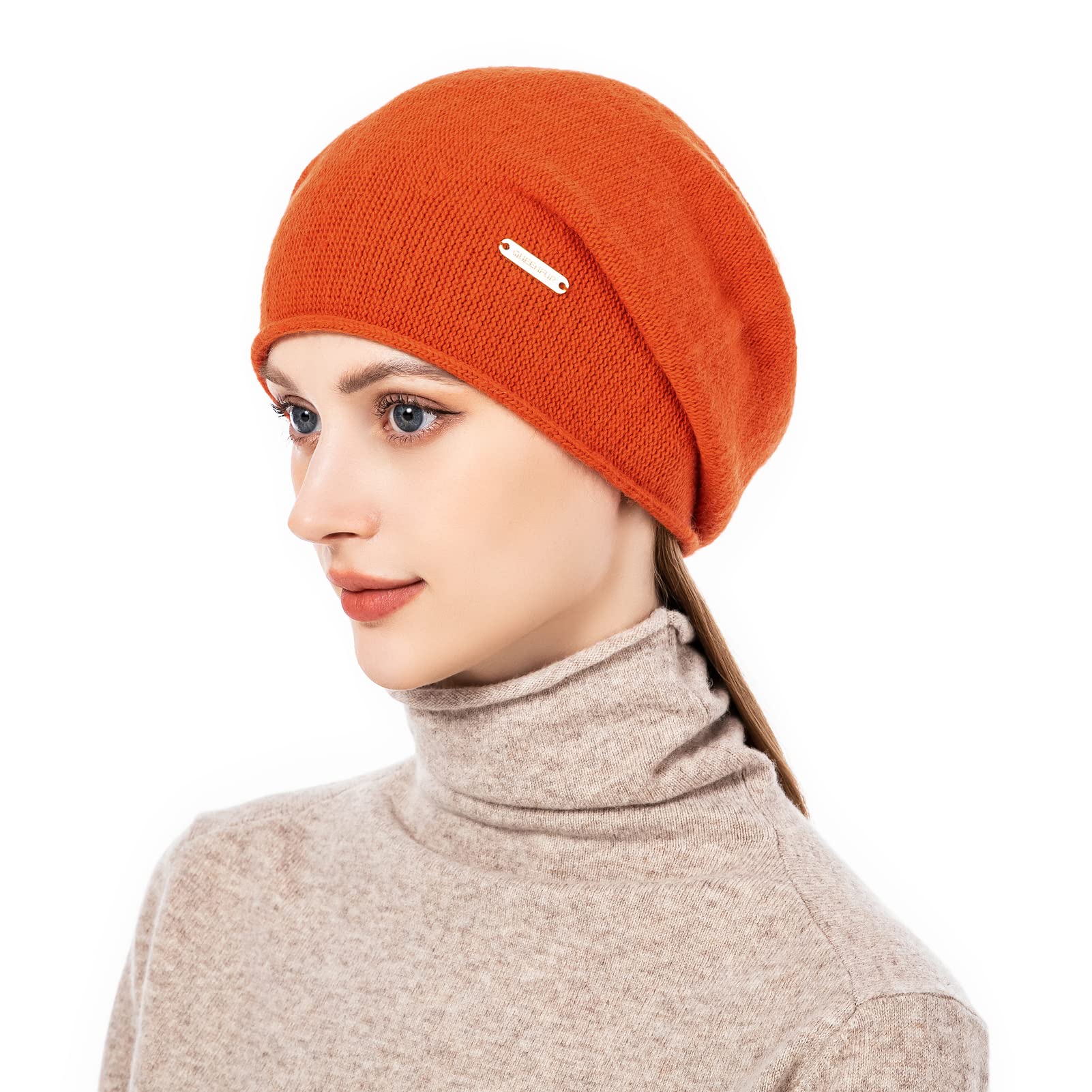 Women's knitted casual beanie, cashmere ski cap, knitted wool, soft and warm winter hat