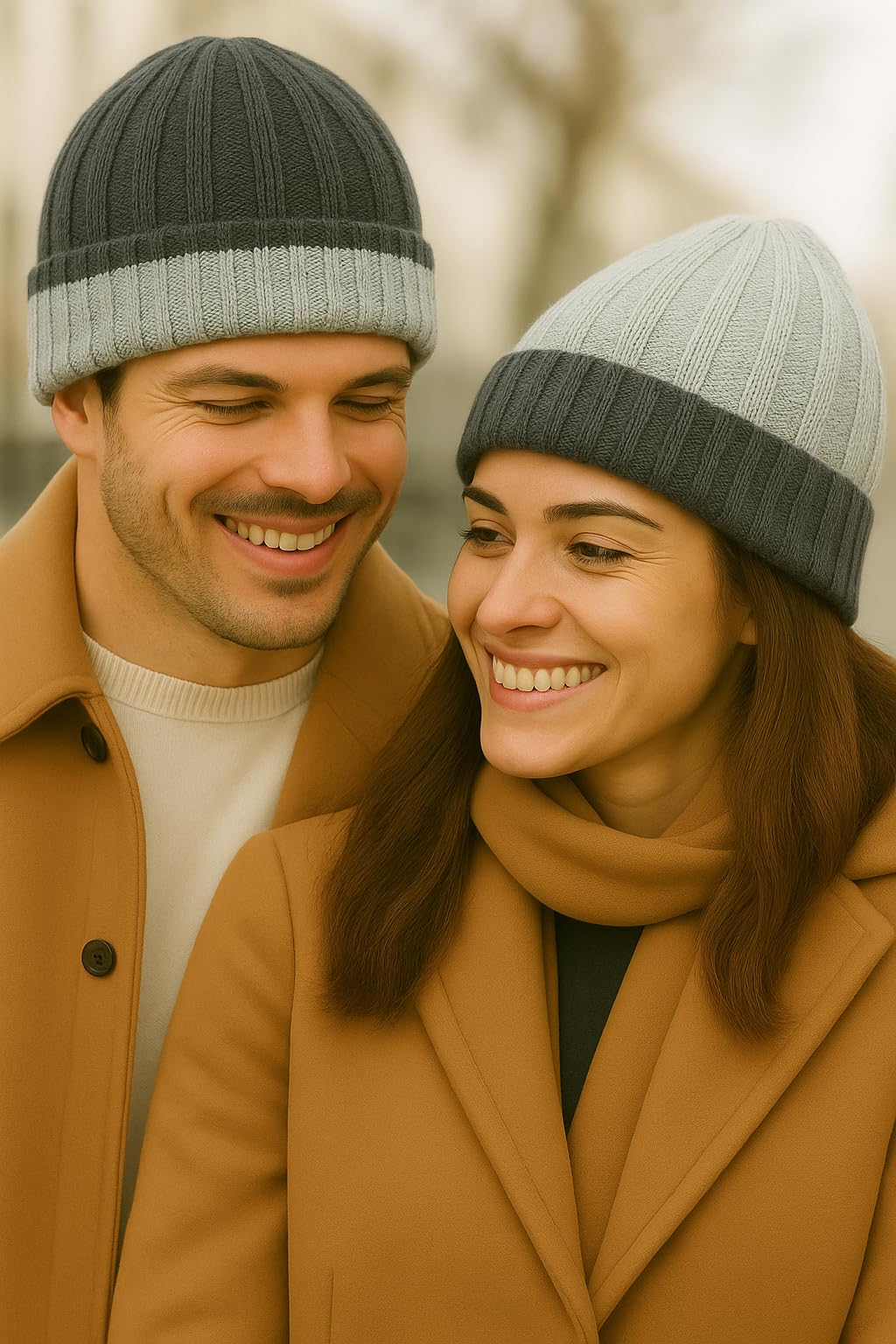 Alpaca Wool Men's & Women's Reversible - Cuffed Slouchy, Beanie Hat, Unisex, One Size