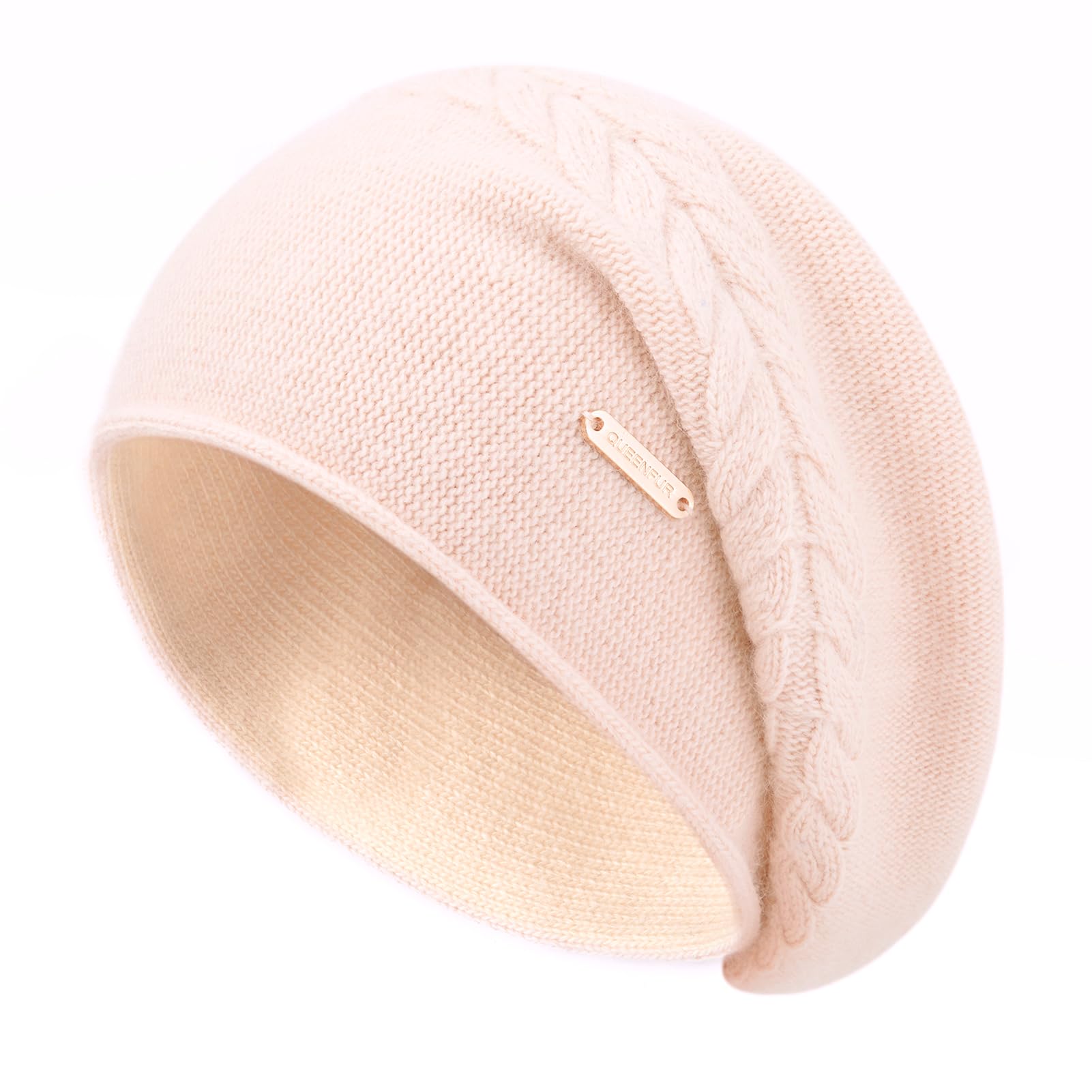 Women's knitted casual beanie, cashmere ski cap, knitted wool, soft and warm winter hat