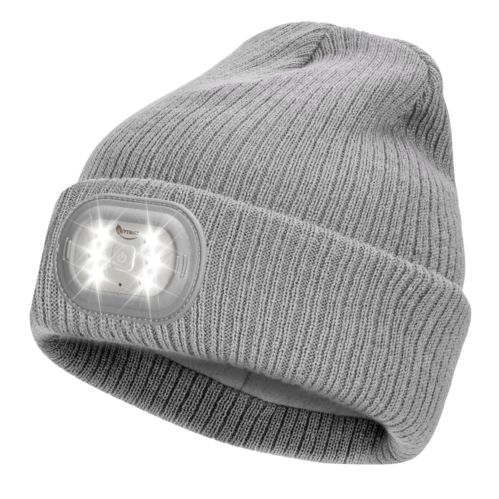 Unisex LED Beanie with Light, USB Rechargeable Headlamp Winter Knitted Hat, Christmas Gift for Men W