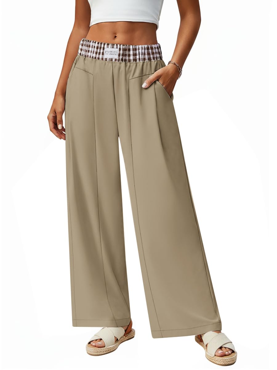 Wide Leg Dress Pants for Women High Waisted Business Casual Pants Work Office Trousers Slacks with 3 Pockets