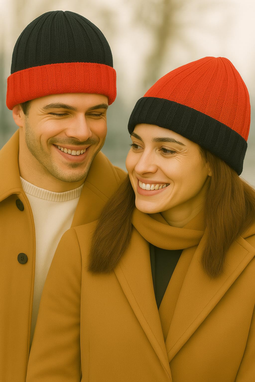 Alpaca Wool Men's & Women's Reversible - Cuffed Slouchy, Beanie Hat, Unisex, One Size