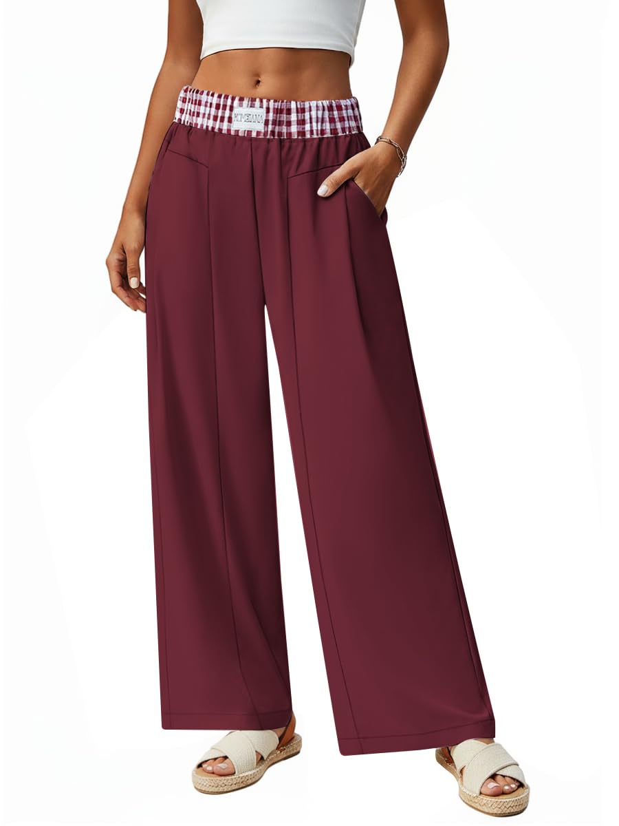 Wide Leg Dress Pants for Women High Waisted Business Casual Pants Work Office Trousers Slacks with 3 Pockets