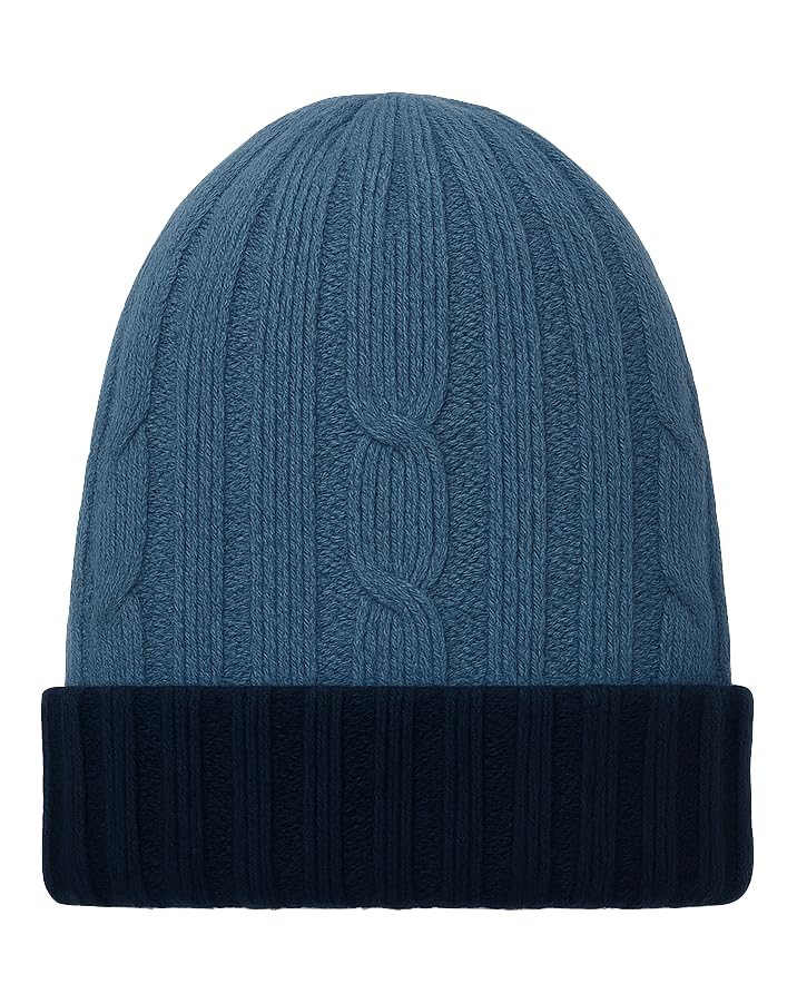 Alpaca Wool Men's & Women's Reversible - Cuffed Slouchy, Beanie Hat, Unisex, One Size