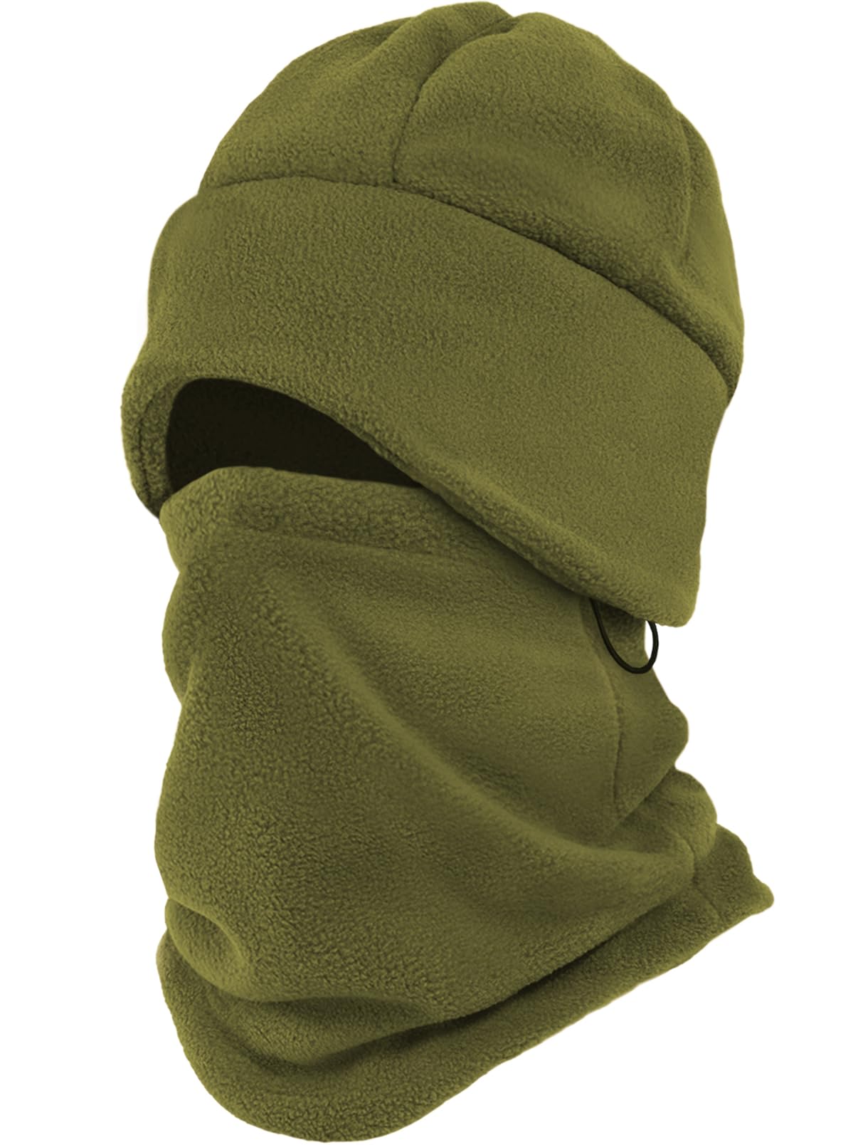 Winter beanie scarf set with ear covers. Men's and women's knitted wool lined skull cap for wind protection and neck warmth. Wraparound leg