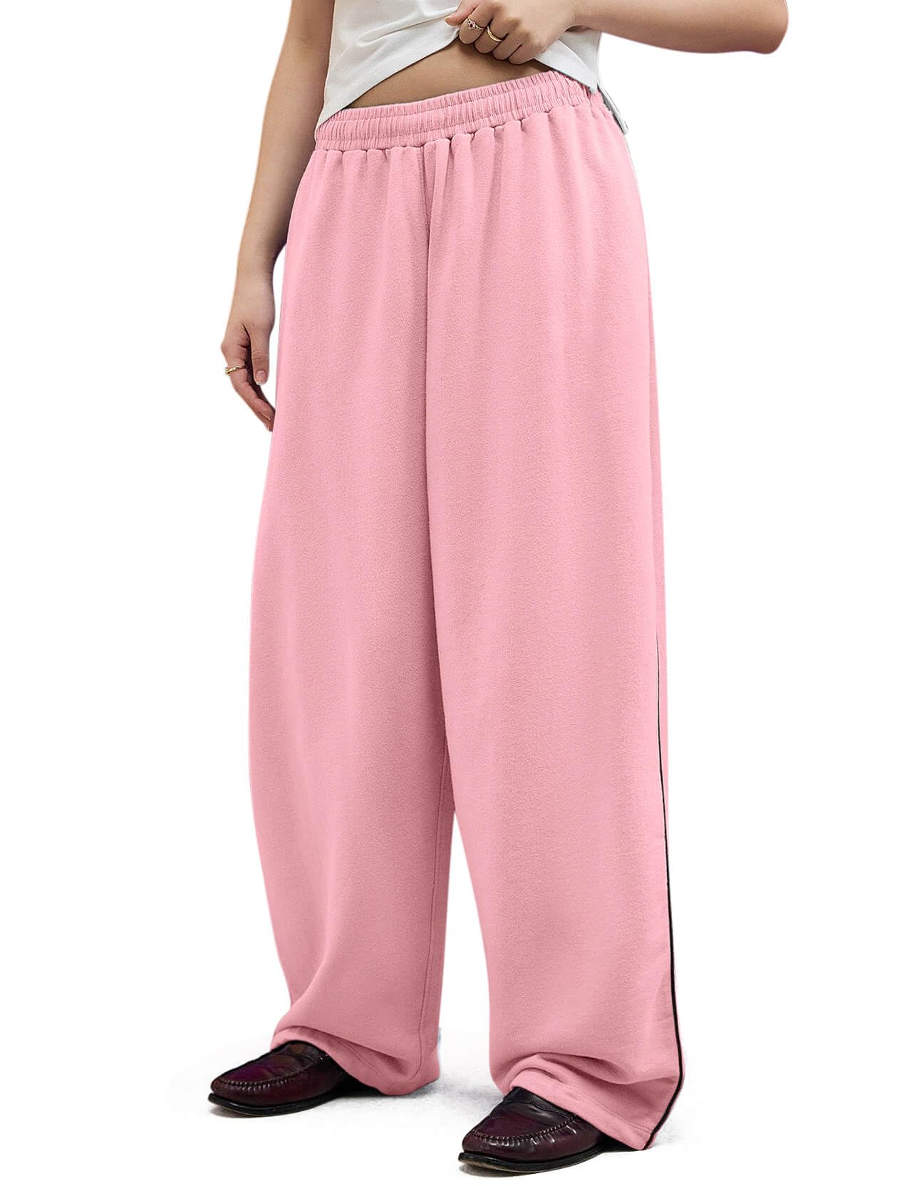 Women's Wide Leg Sweatpants Y2k Interior Drawstring Baggy Joggers Dancer Pants Streetwear with Pockets