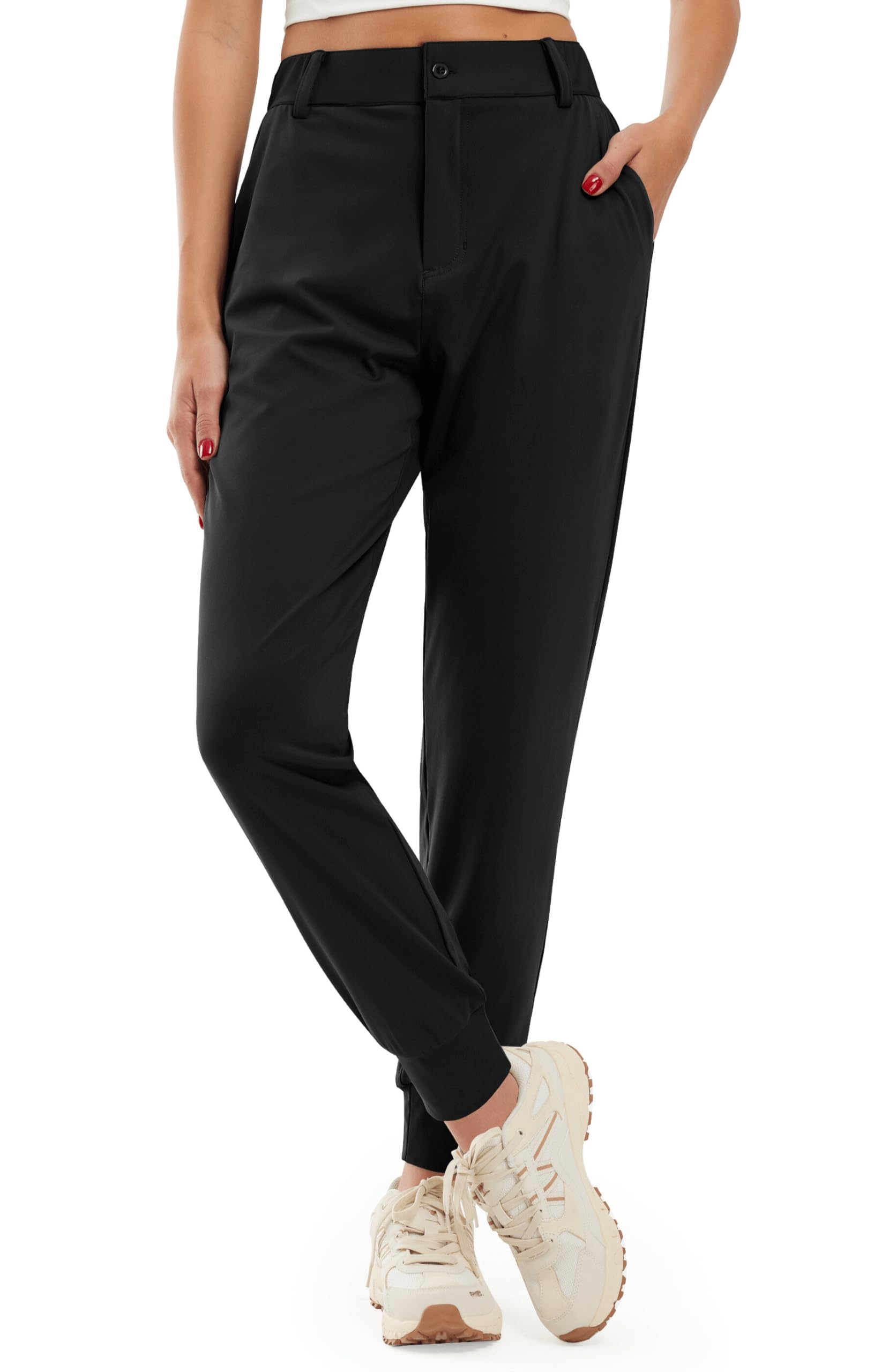 Women's 4-Way Stretch Golf Joggers Pants with Pockets, Tapered Athletic Running Sweatpants, Work Dress Casual Slacks
