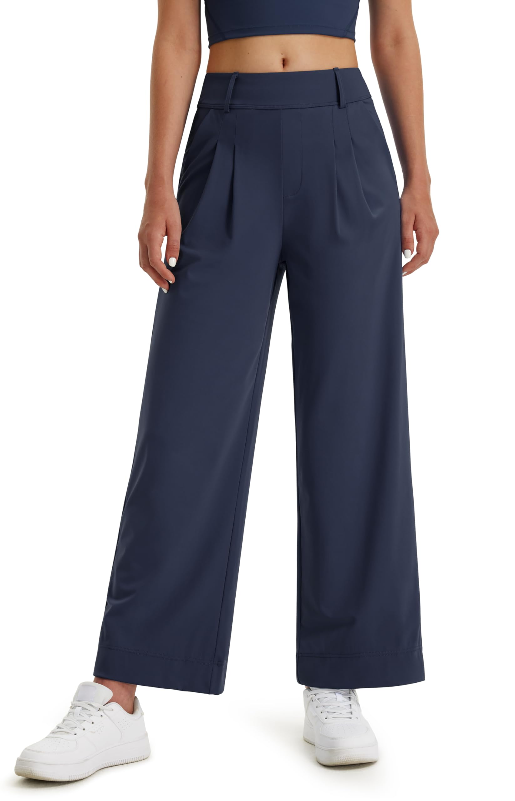 Women's Wide Leg Work Pants High Waisted Stretch Dress Casual Sweatpants Business Yoga Trousers