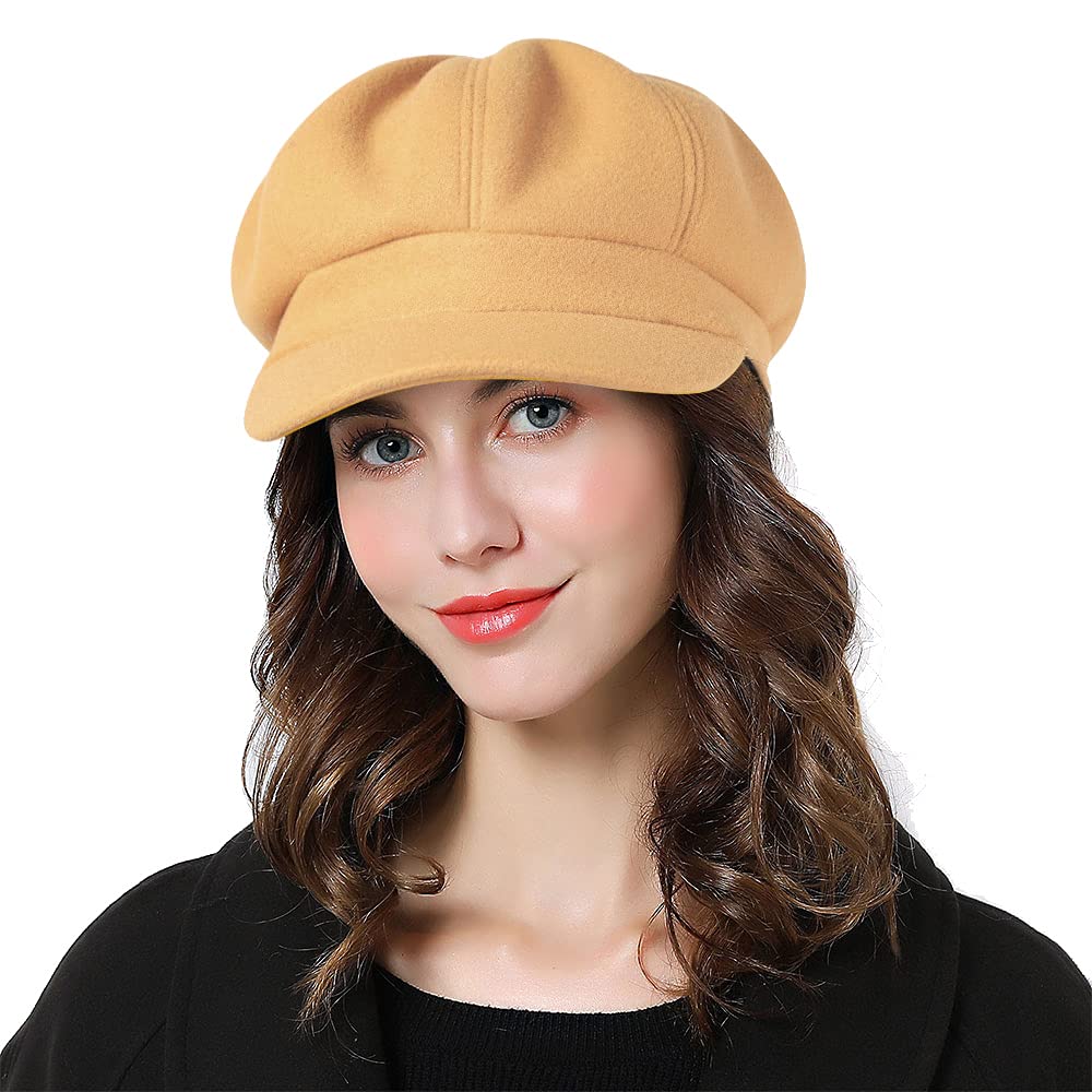 Women's beret newsboy cap, French wool hat, classic for autumn and winter
