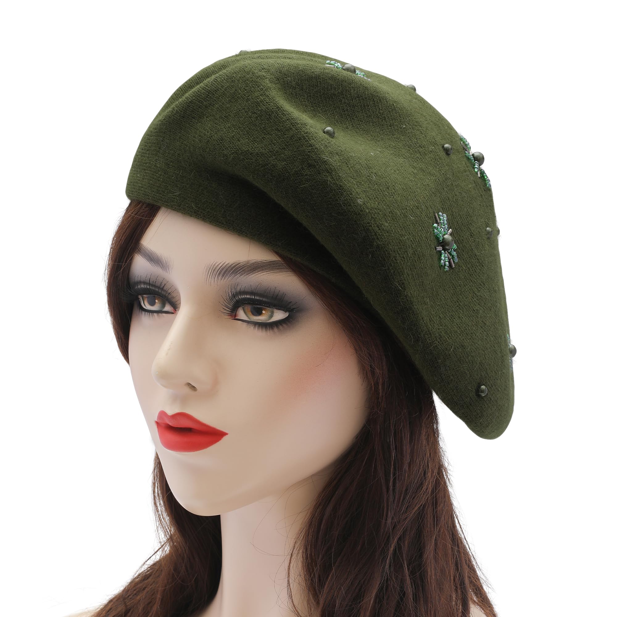 Women's French beret, double-sided knitted thick and warm hat, suitable for ladies and girls