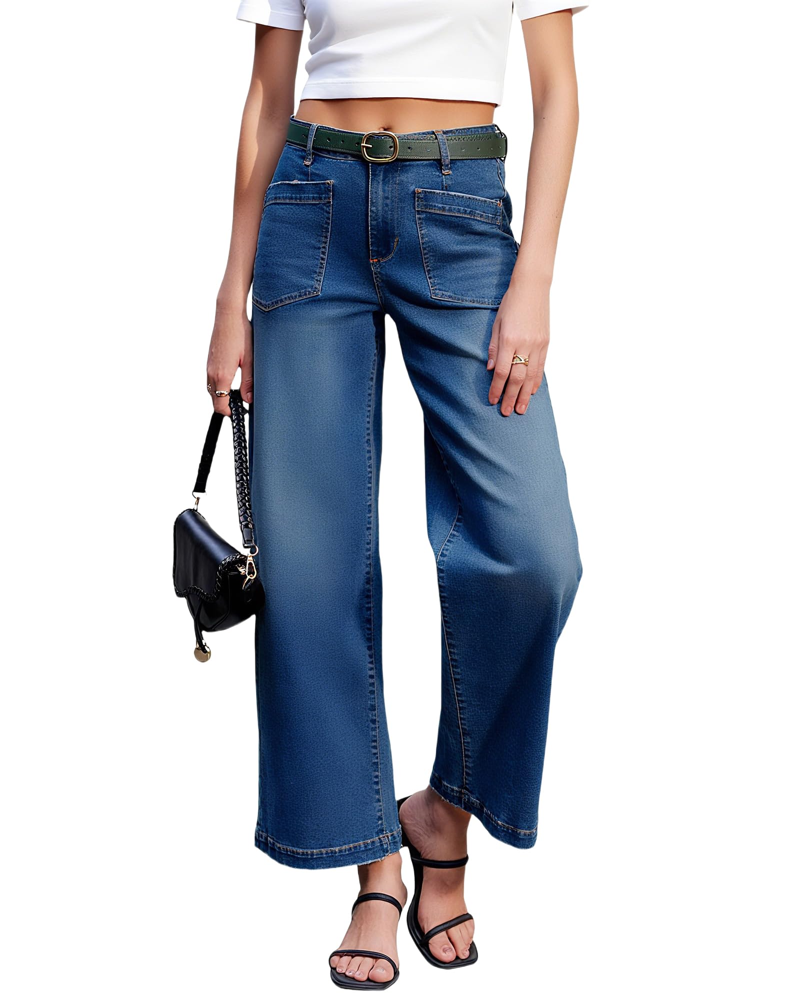 Women's Wide Leg Jeans High Waisted Straight Leg Baggy Denim Pants Comfortable Loose Fit Casual Trousers Trendy