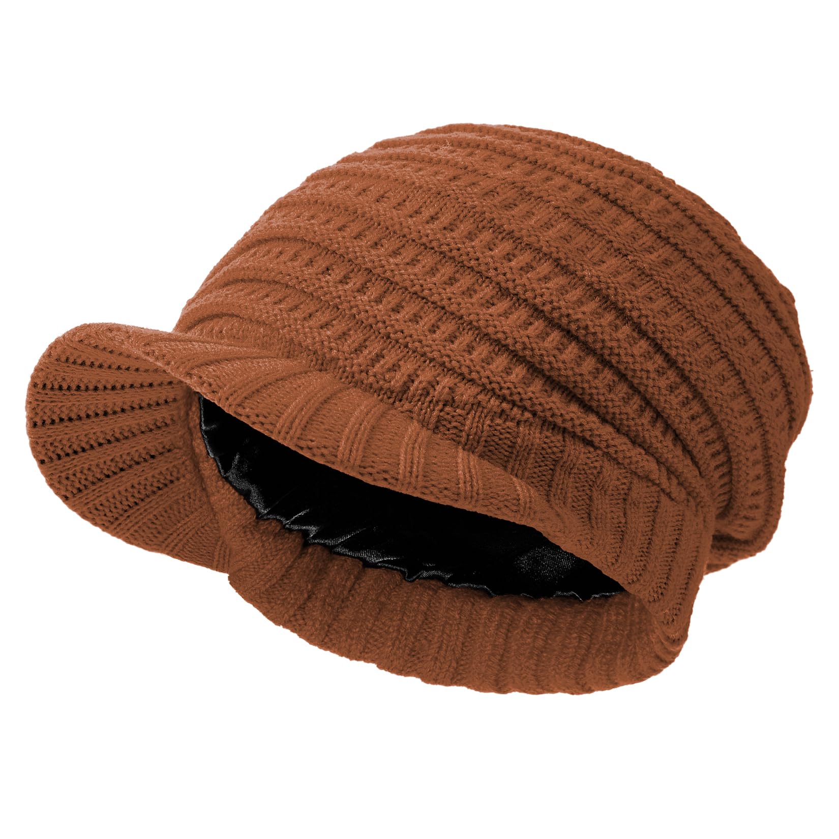 Women's satin-lined winter hat with brim, laid-back newsboy style brimless hat, a warm and breathable sun hat suitable for cold weather