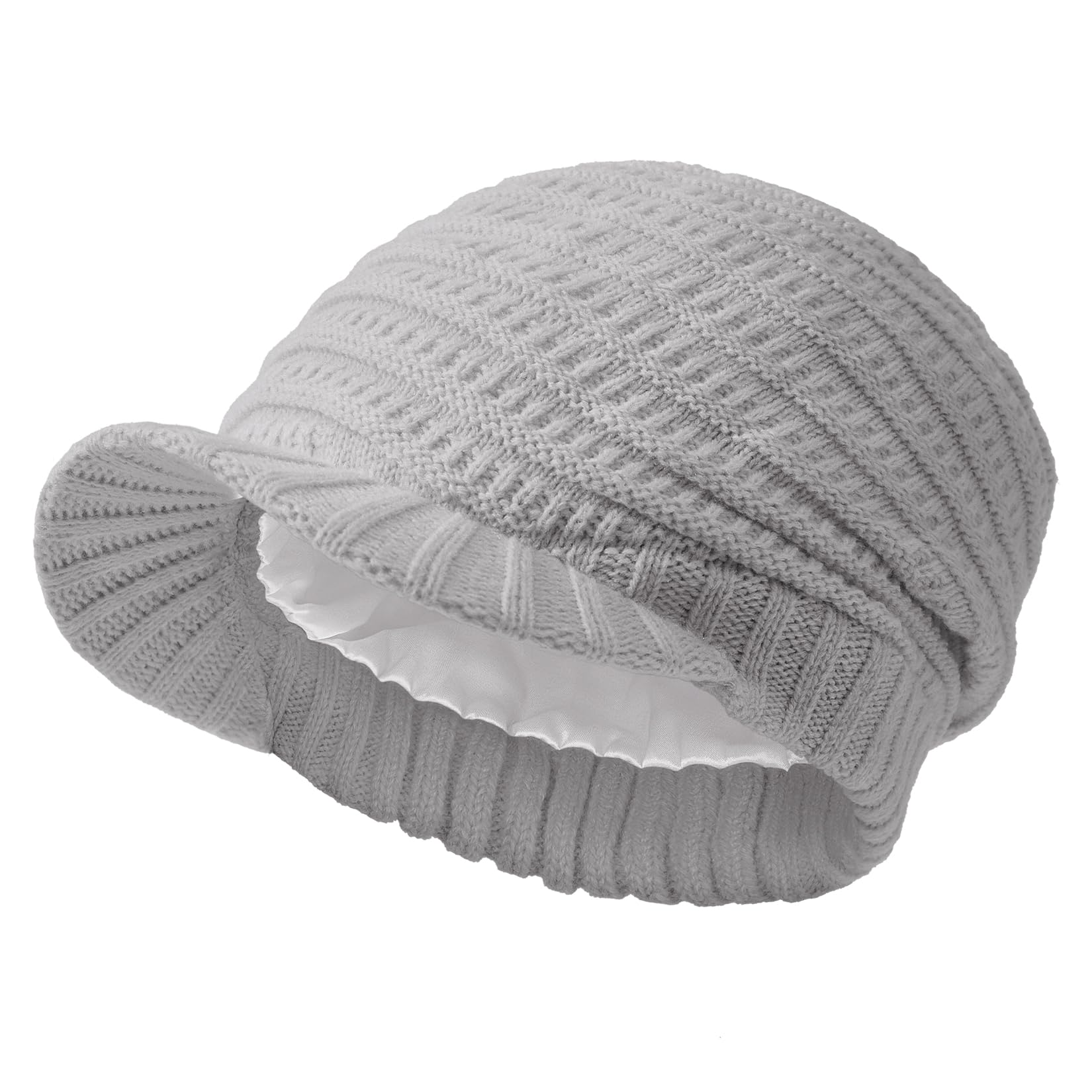Women's satin-lined winter hat with brim, laid-back newsboy style brimless hat, a warm and breathable sun hat suitable for cold weather