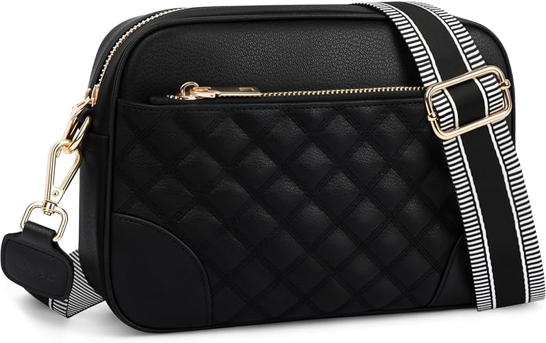Small Crossbody Bags Women Quilted Vegan Leather Crossbody Purses for Women Travel with Adjustable Shoulder Strap