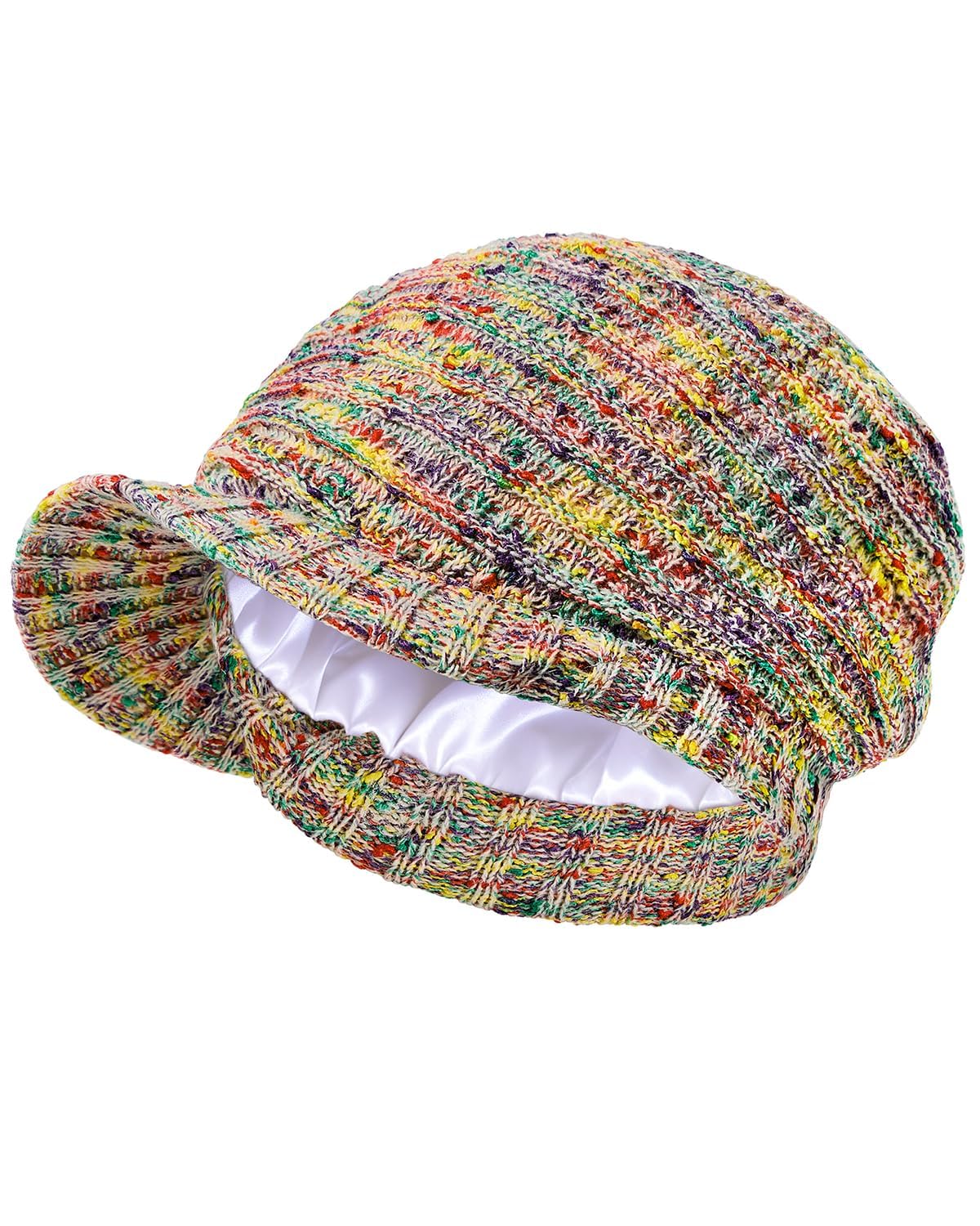 Women's satin-lined winter hat with brim, laid-back newsboy style brimless hat, a warm and breathable sun hat suitable for cold weather