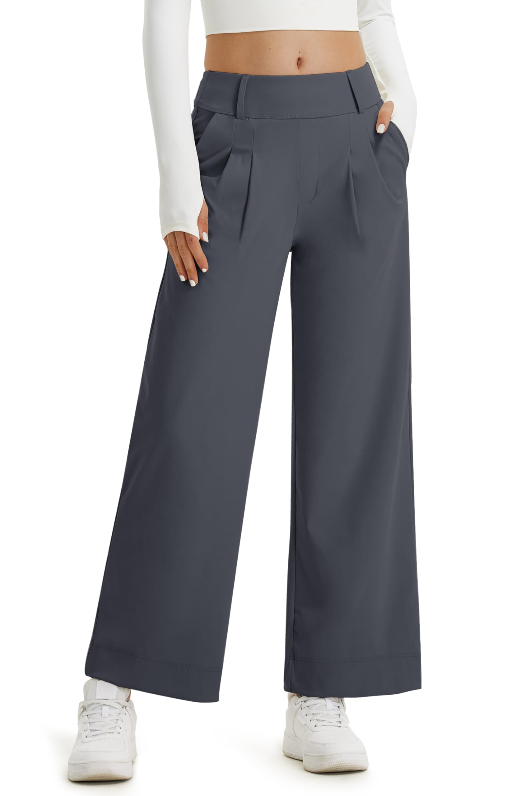 Women's Wide Leg Work Pants High Waisted Stretch Dress Casual Sweatpants Business Yoga Trousers