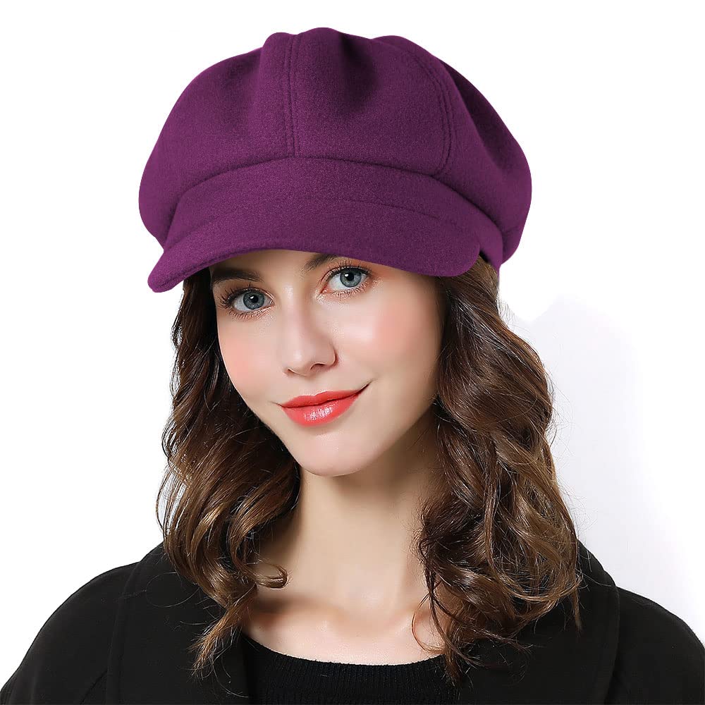 Women's beret newsboy cap, French wool hat, classic for autumn and winter