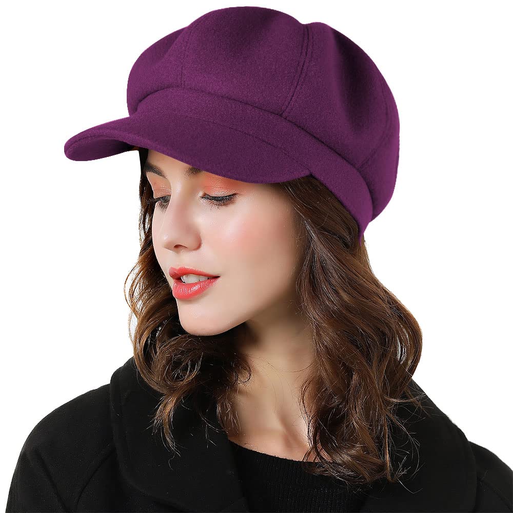 Women's beret newsboy cap, French wool hat, classic for autumn and winter