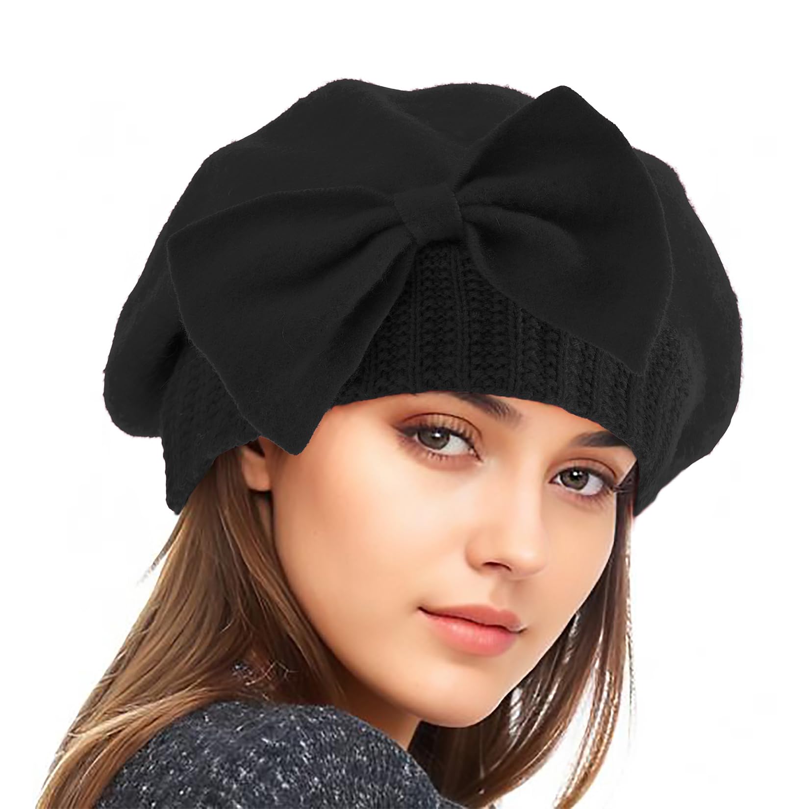 French beret women's fashion wool beret adult fashion winter warm cap brimless cap