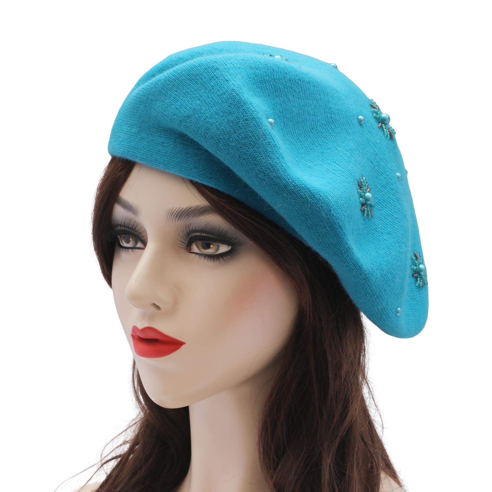 Women's French beret, double-sided knitted thick and warm hat, suitable for ladies and girls