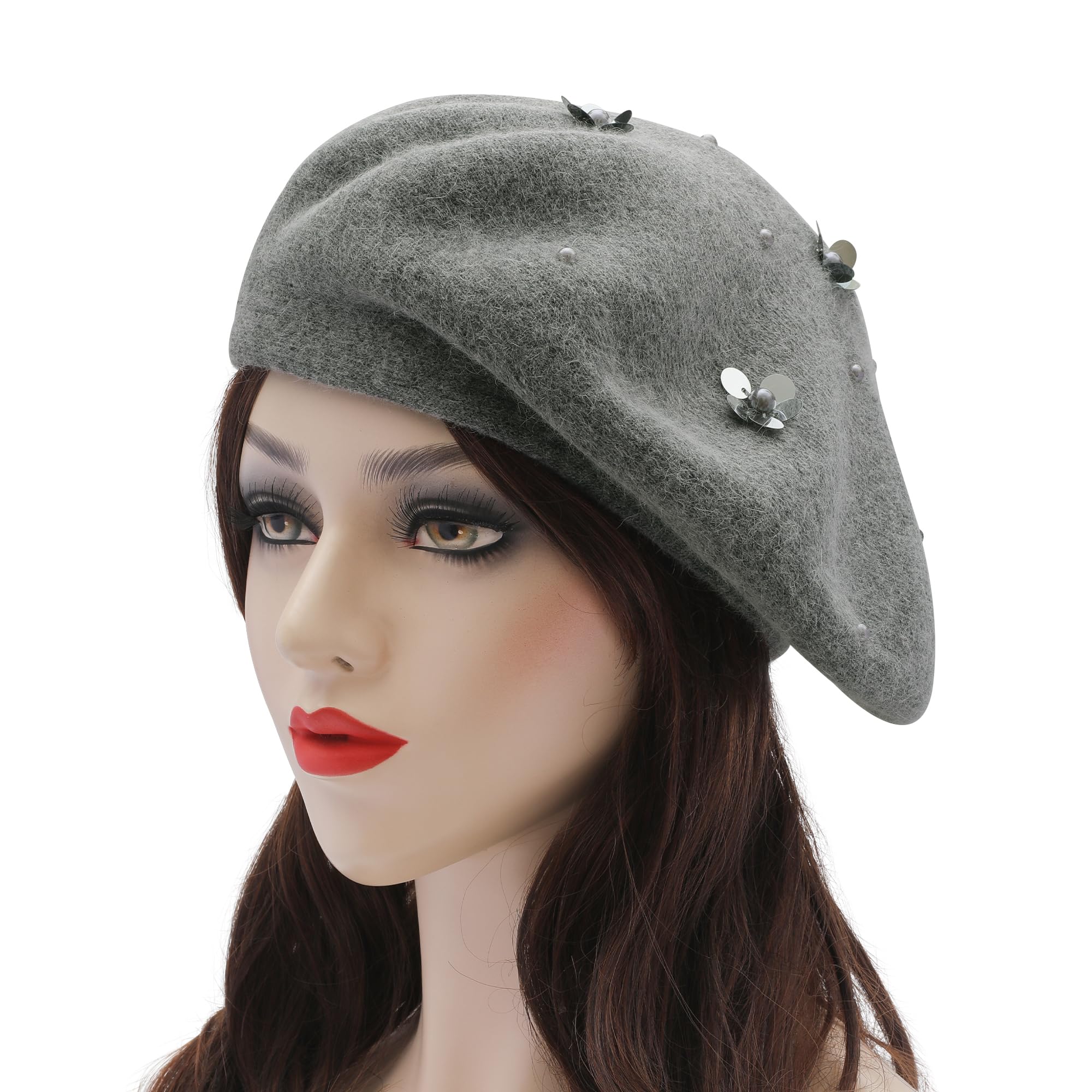 Women's French beret, double-sided knitted thick and warm hat, suitable for ladies and girls