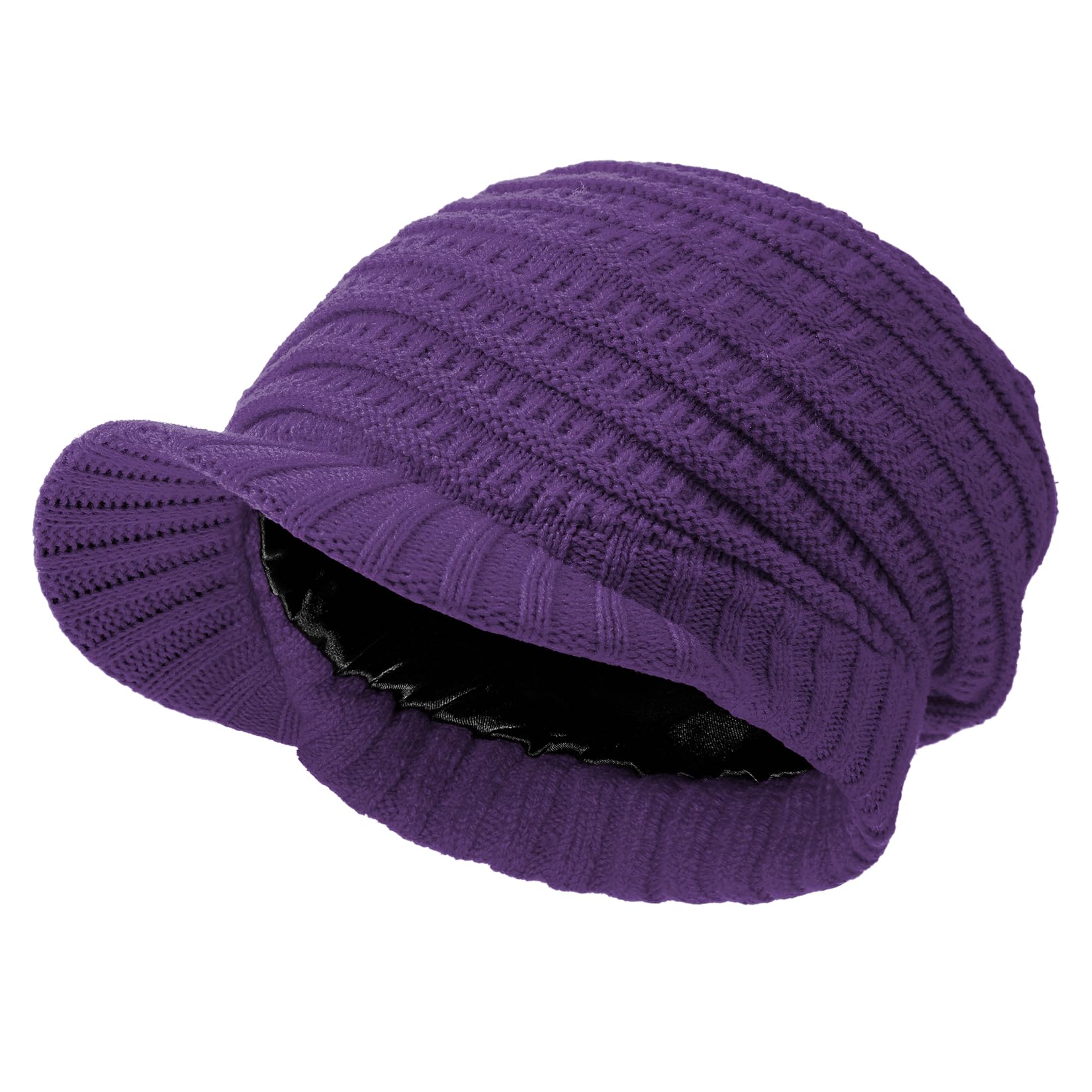 Women's satin-lined winter hat with brim, laid-back newsboy style brimless hat, a warm and breathable sun hat suitable for cold weather