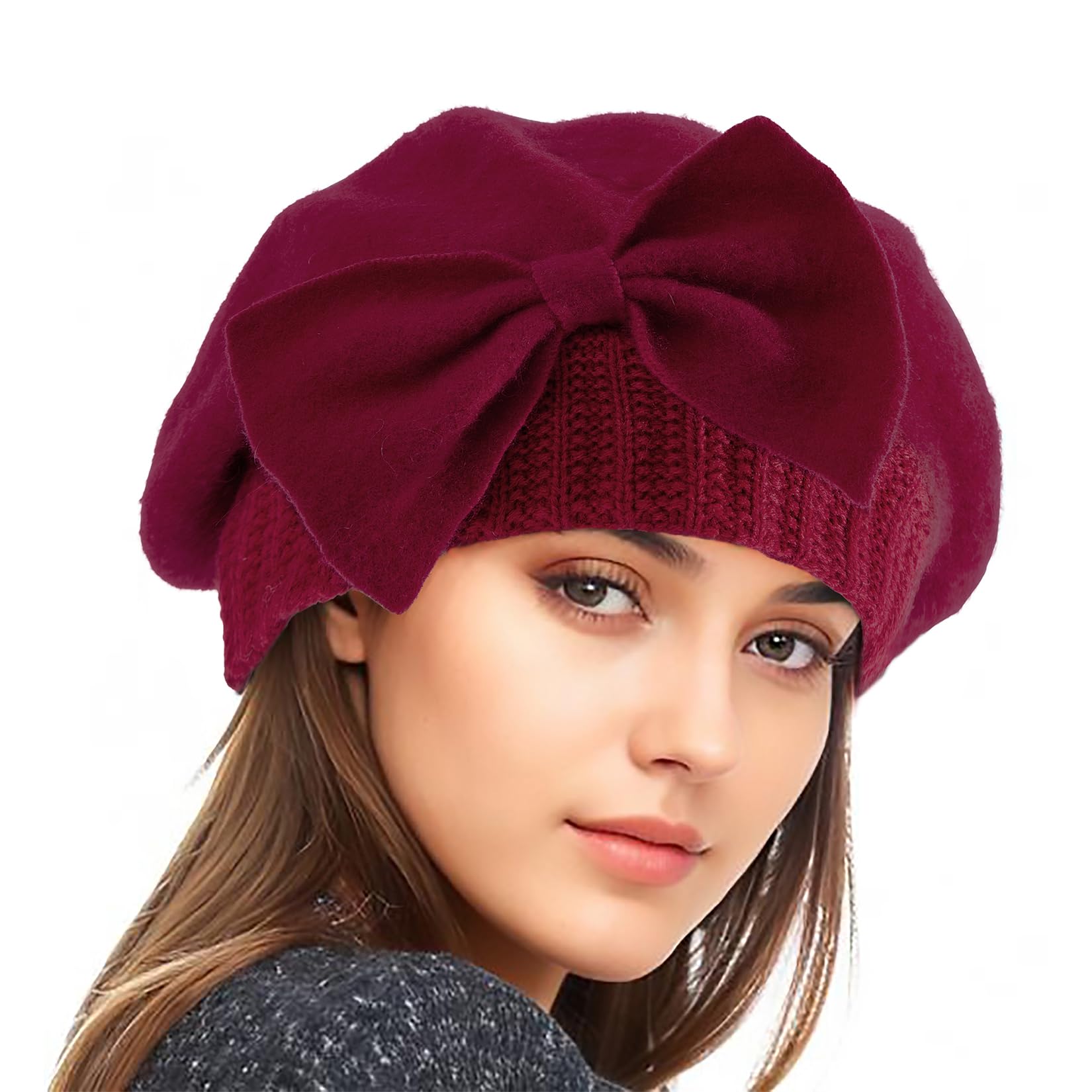 French beret women's fashion wool beret adult fashion winter warm cap brimless cap