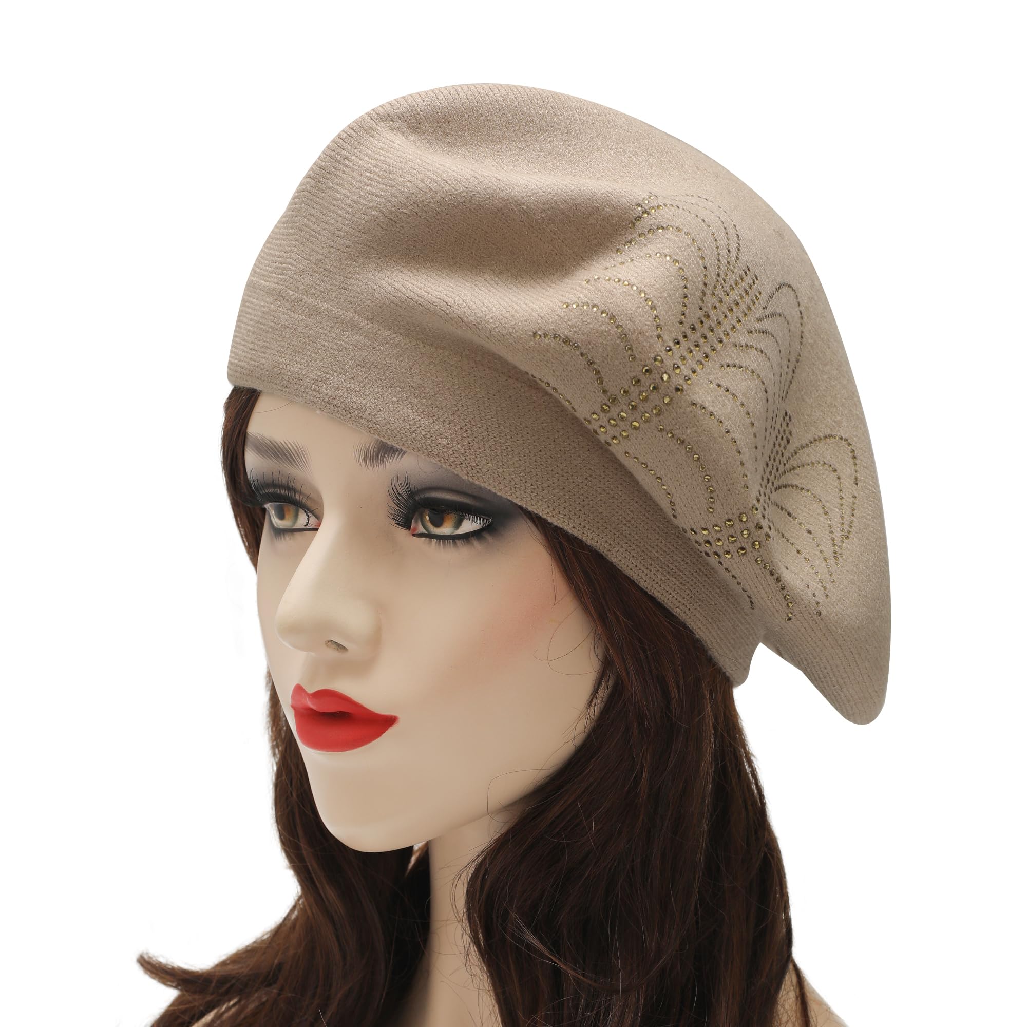 Women's French beret, double-sided knitted thick and warm hat, suitable for ladies and girls