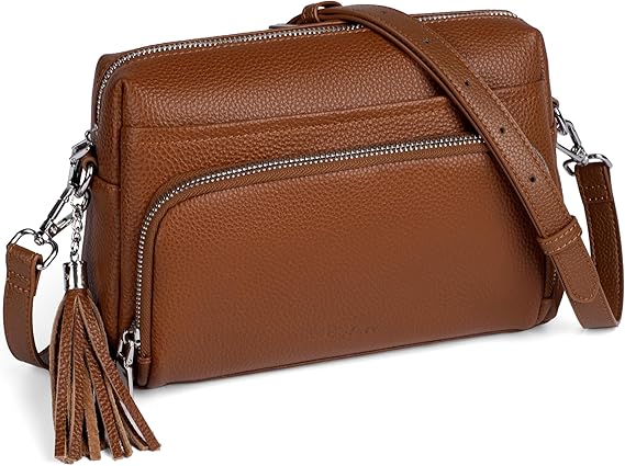 Genuine Leather Crossbody Purses for Women Small Crossbody Bags Purse with Built in RFID Blocking Wallet