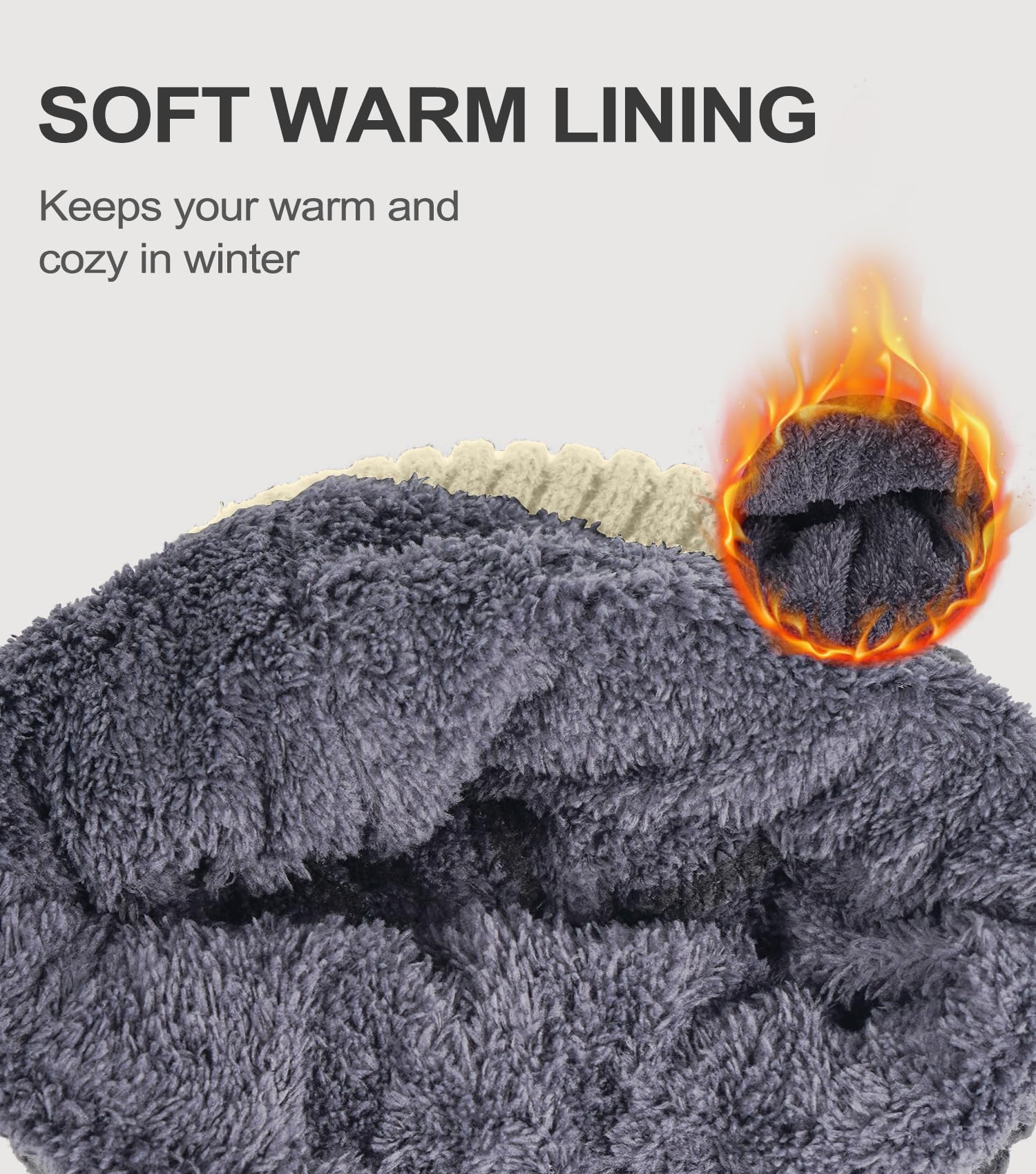 Women's beanie hat, winter warm hat with wool lining, warm knitted beanie hat with ski brim, suitable for cold weather