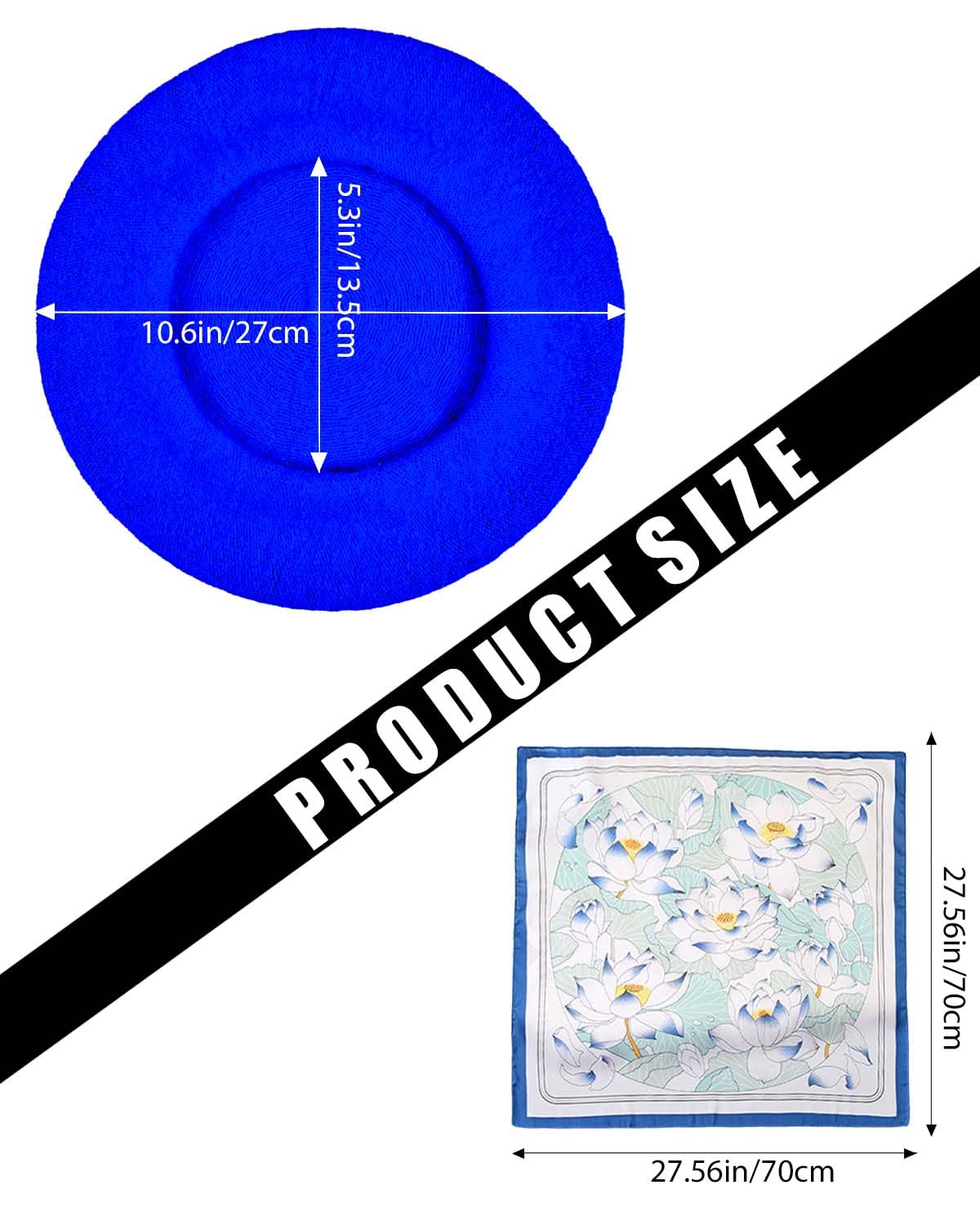 Wool Beret Hats,Solid Color French Women Winter Beanie Cap with Silky Scarf