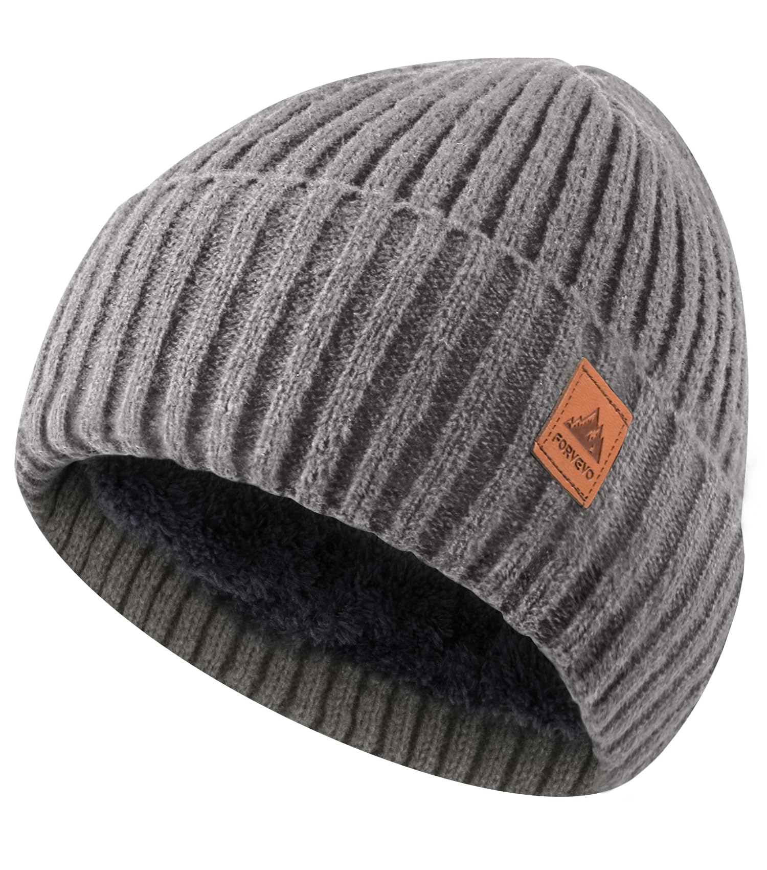 Women's beanie hat, winter warm hat with wool lining, warm knitted beanie hat with ski brim, suitable for cold weather