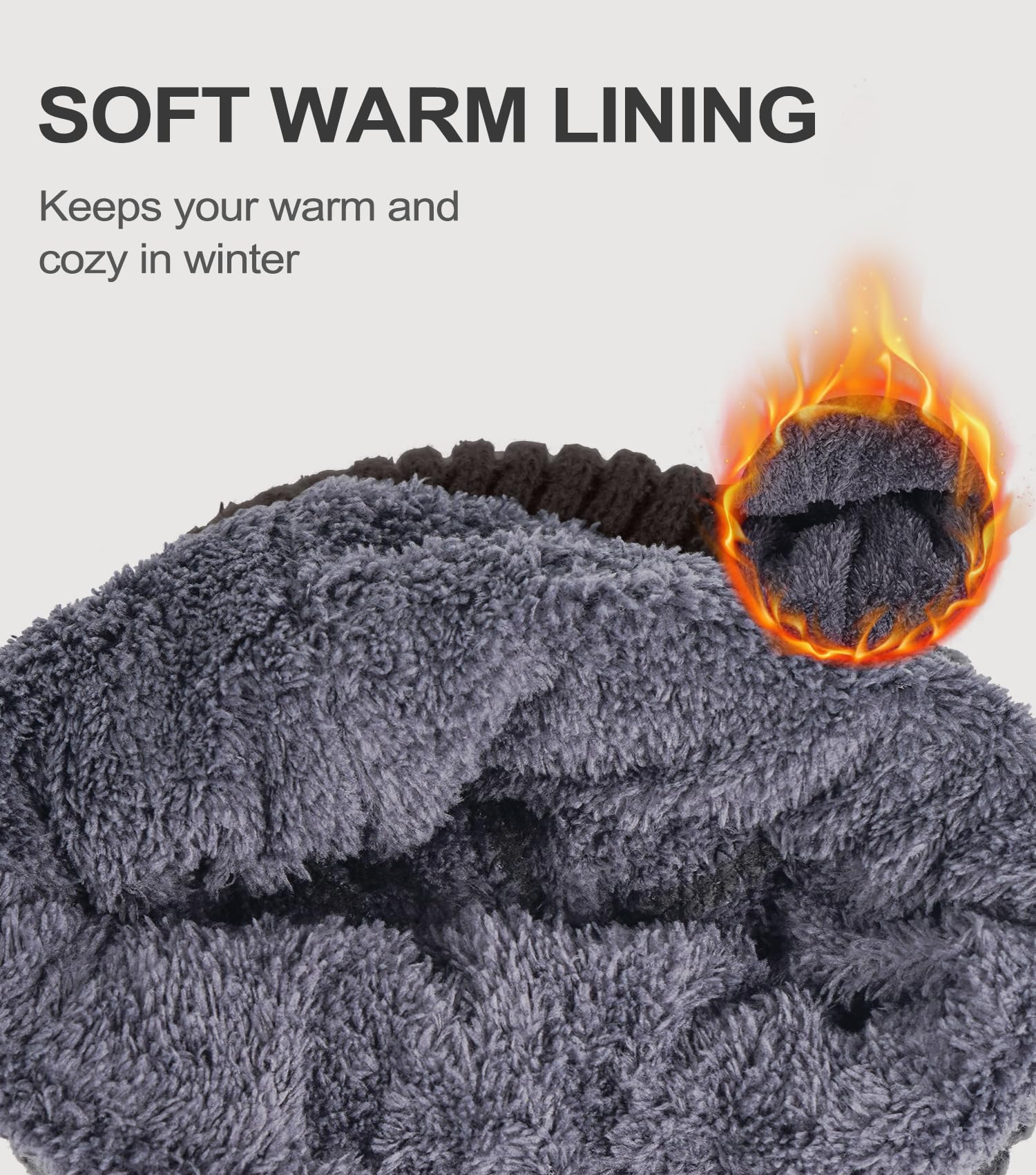 Women's beanie hat, winter warm hat with wool lining, warm knitted beanie hat with ski brim, suitable for cold weather