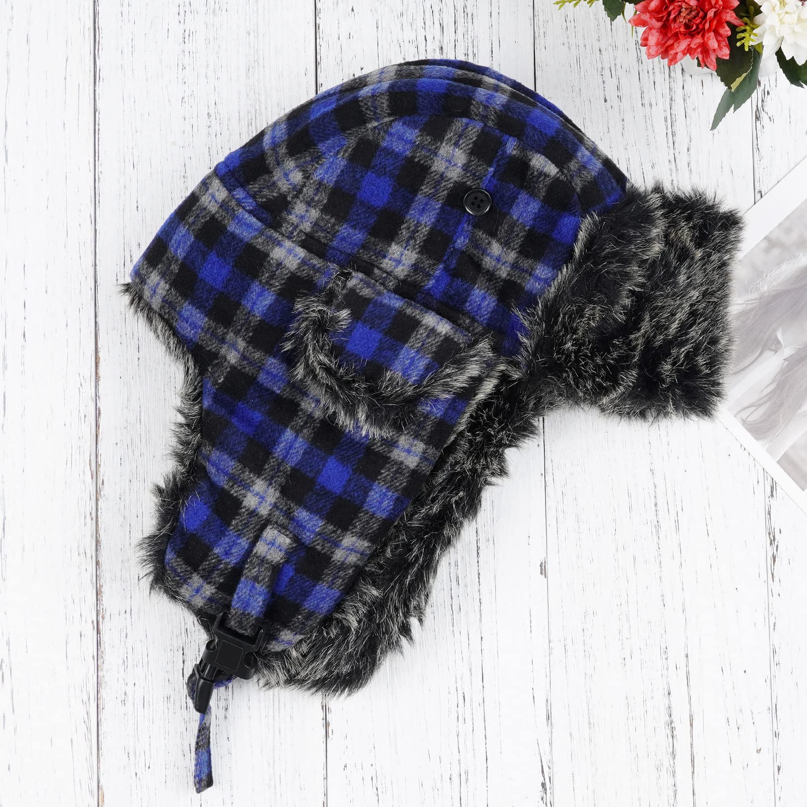 Hat lady and gentleman winter hat with artificial fur ear covers