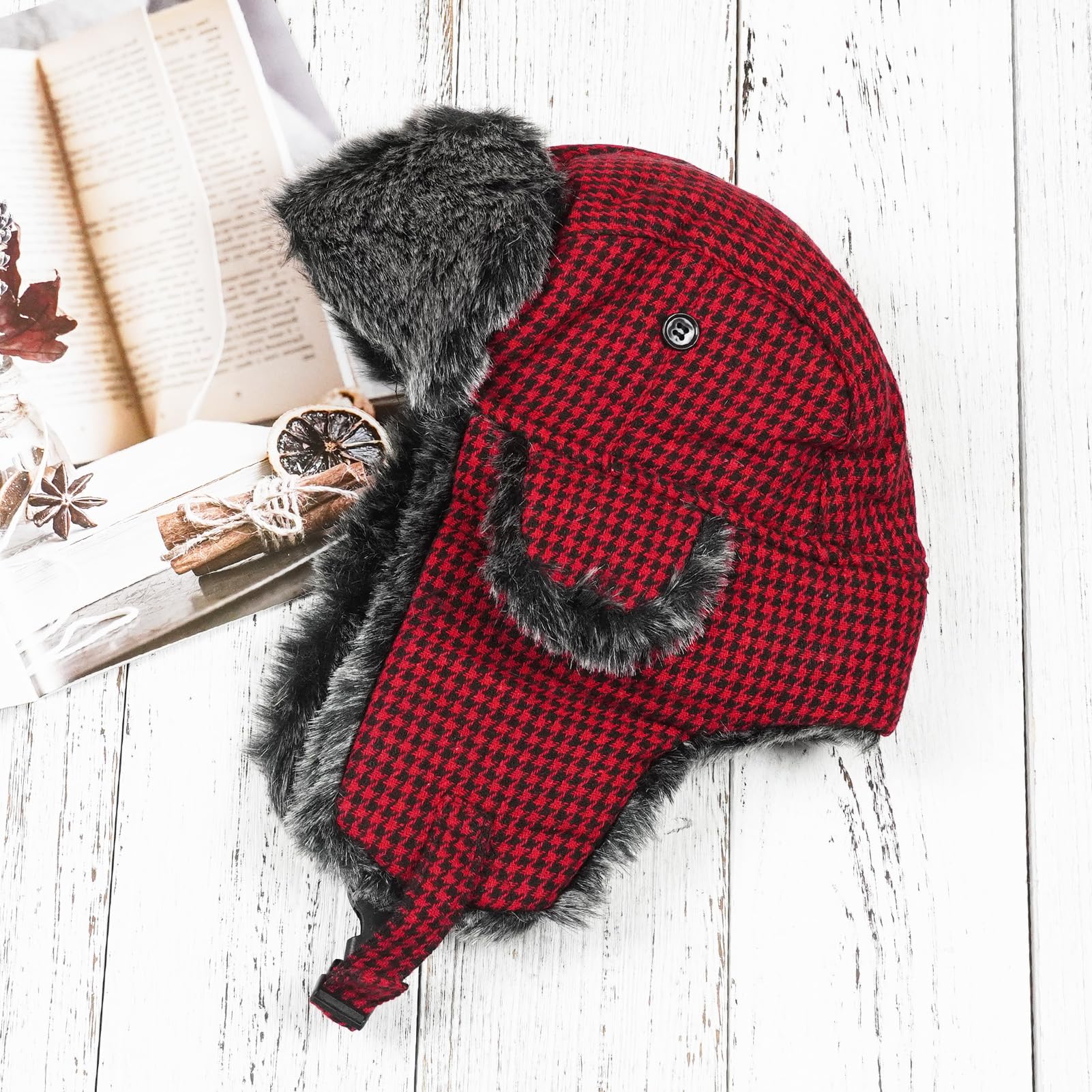 Hat lady and gentleman winter hat with artificial fur ear covers