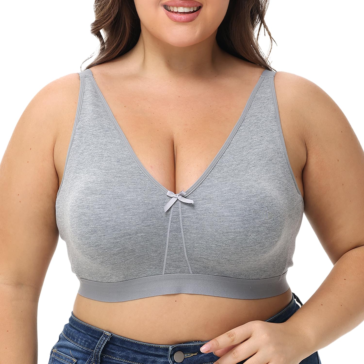 Seamless Plus Size Bra for Women's Cotton Breathable Wireless Smooth Support Underwear