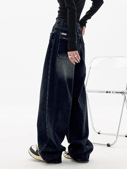 Women Baggy Jeans Mid-Low Waist Boyfriend Streetwear Vintage Jeans Wide Leg Denim Pants