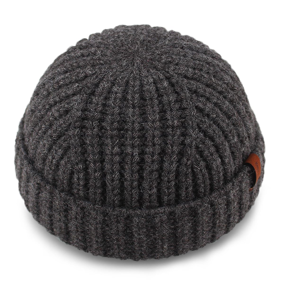 Coarse wool fisherman short brimless hat skull cap for men, men's thick skating streetwear fisherman brimless hat daily cap