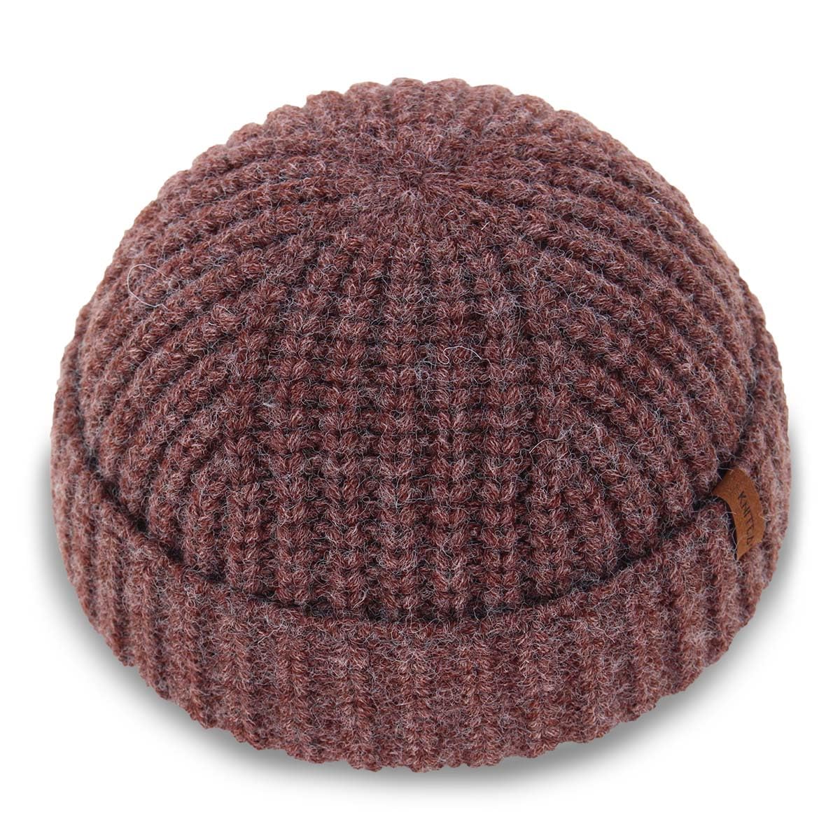 Coarse wool fisherman short brimless hat skull cap for men, men's thick skating streetwear fisherman brimless hat daily cap